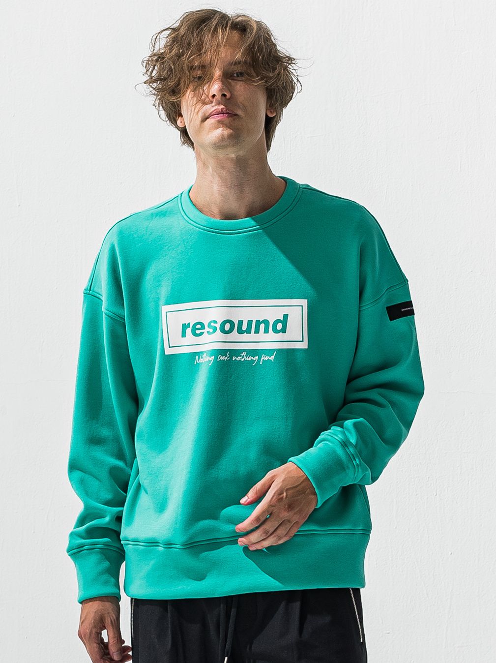 BOX VELOURS FLEECE DROP TRAINER / RC42-C-007 / 裏起毛ボックスロゴトレーナー / ブルーグリーン (11月上旬入荷予定)
