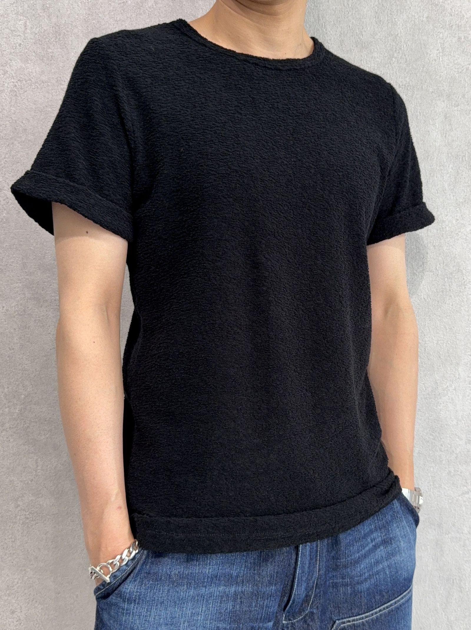 PILE ROLL UP TEE / RC40-T-001 / パイルロールアップTシャツ / ブラック