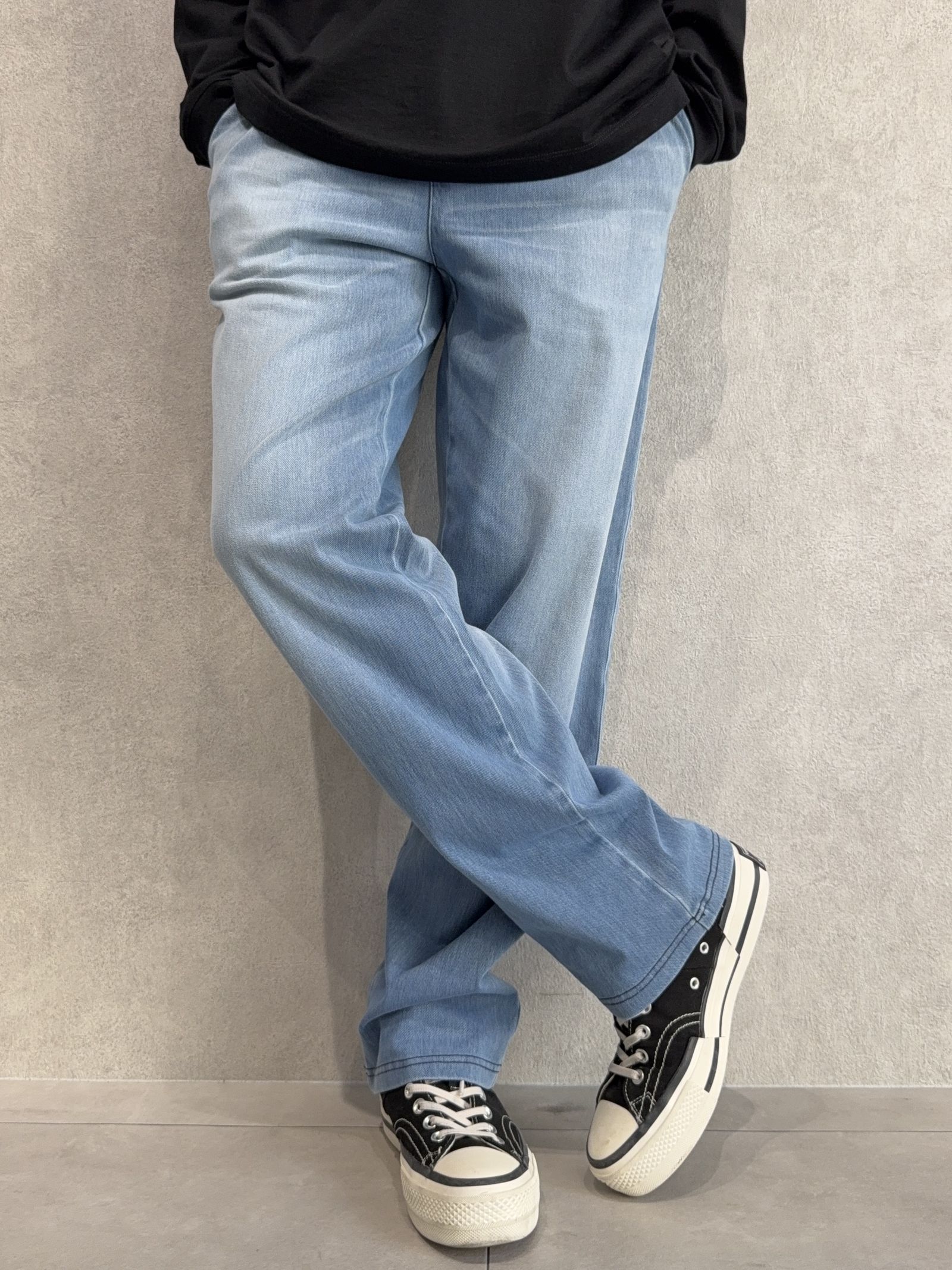 DENIM JERSEY WIDE PT / RC41-ST-016WTD / ライトオンスデニムジャージセミワイドパンツ / ライトインディゴ