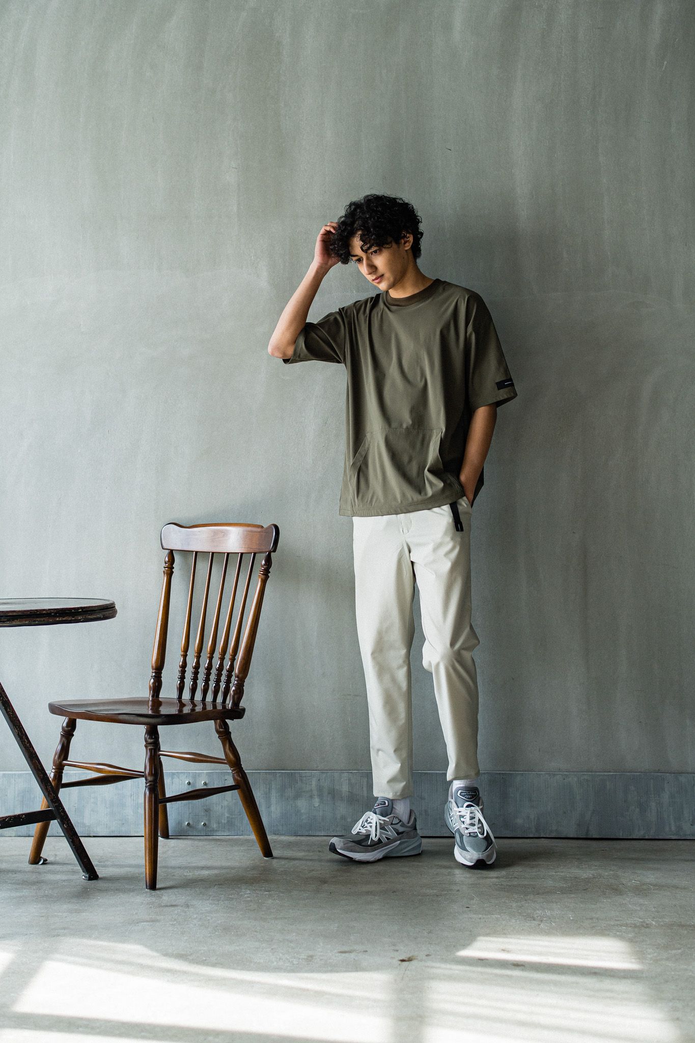 PAT WIDE EASY PANTS / RC32-ST-036 / ベルト付きテーパードワイドパンツ / ベージュ