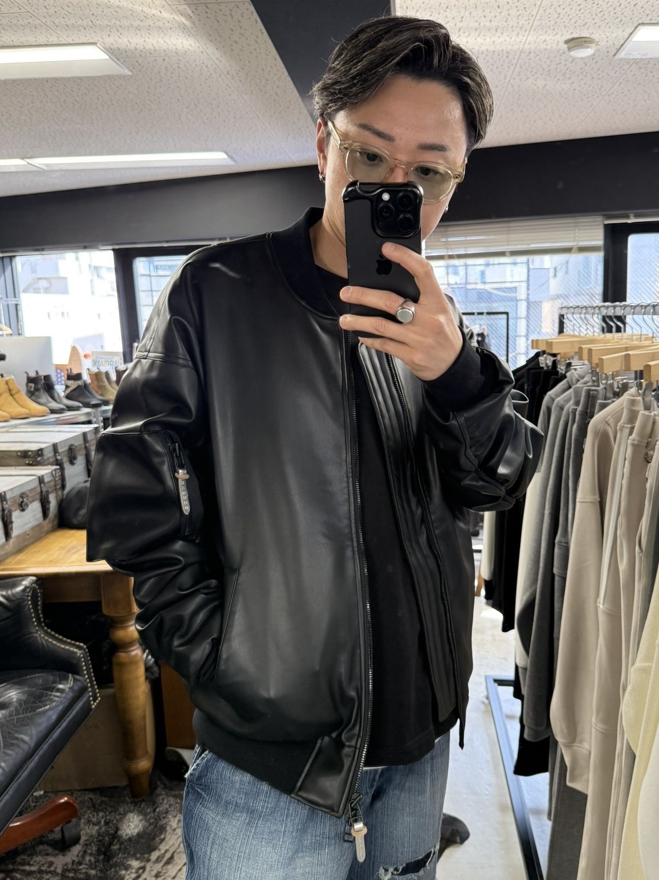 DAVID JACKET / RC41-JK-003 / MA-1 / ブラックレザー (9月下旬入荷予定)