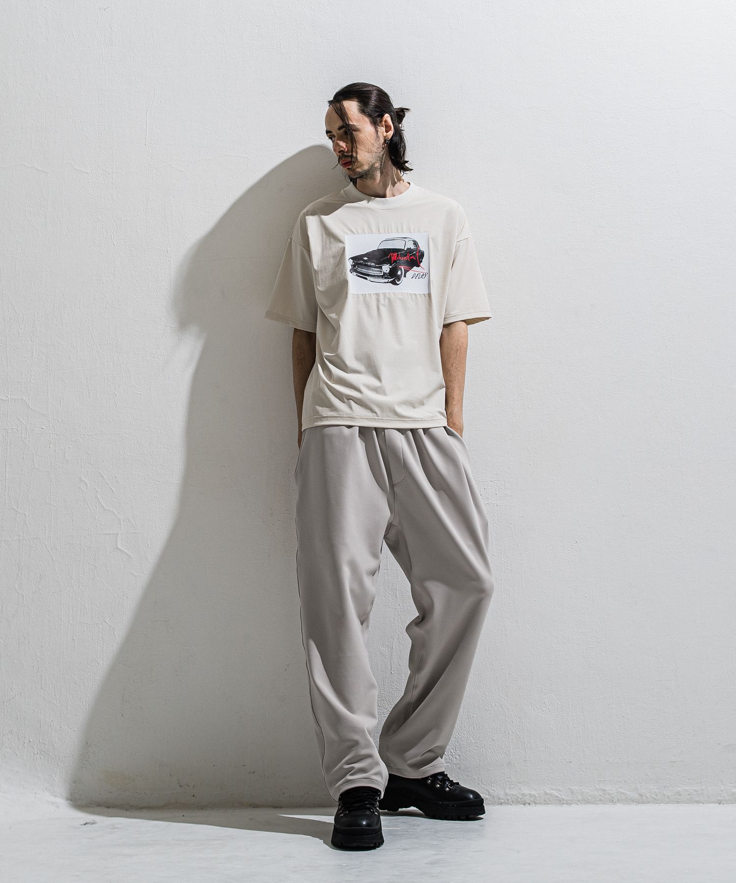 CAR OVER NYLON T / DP1-T-004 / カープリントナイロンビッグTシャツ / グレージュ (4月上旬入荷予定)