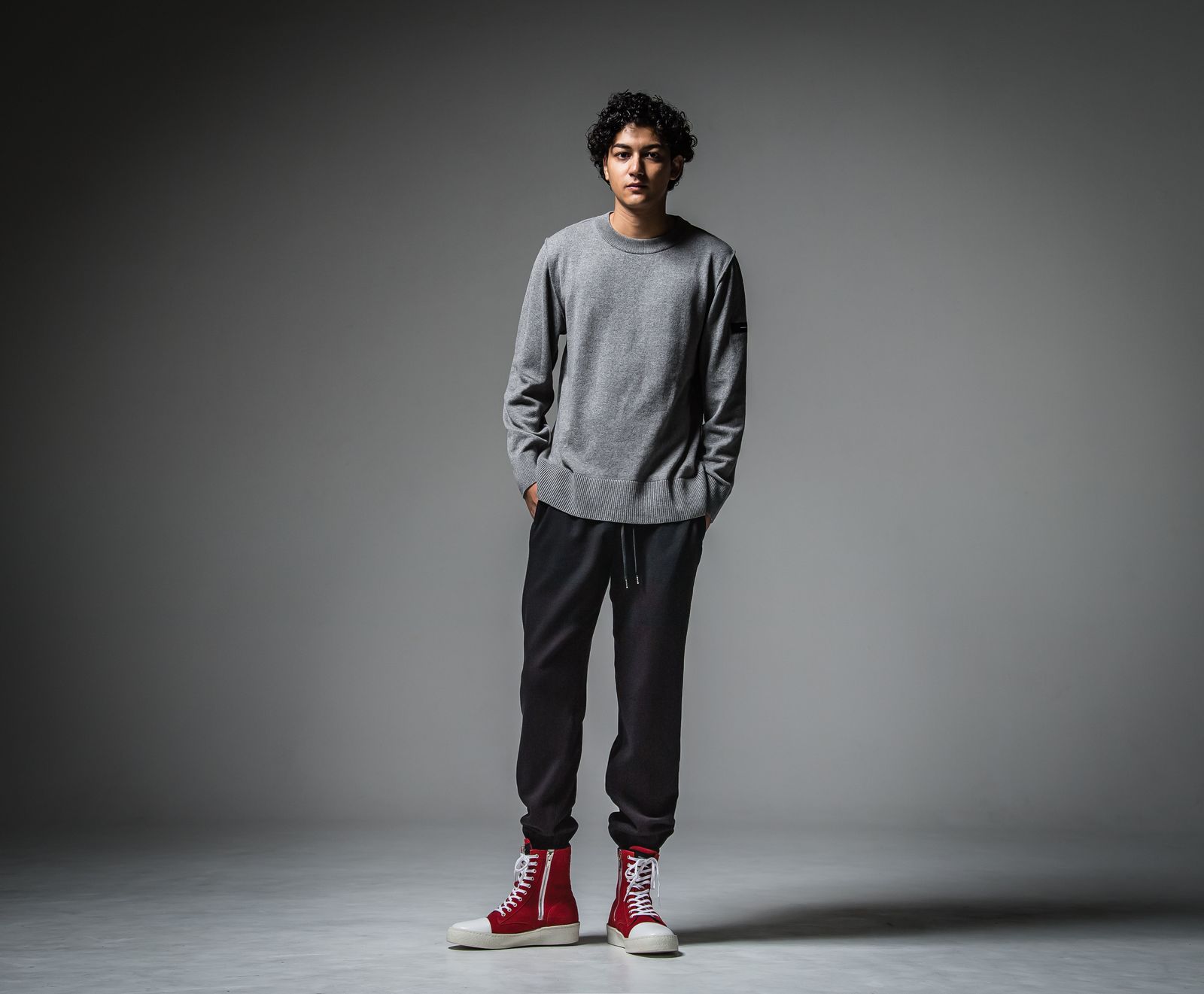 MIKE HEAT PANTS / RC30-ST-028H / 裏起毛ルーズ裾ゴムパンツ / ブラック