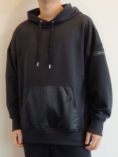 ANTIBACTERIAL NYLON LOOSE HOODIE / RC25-C-006 / ナイロンポケットパーカー / ブラック