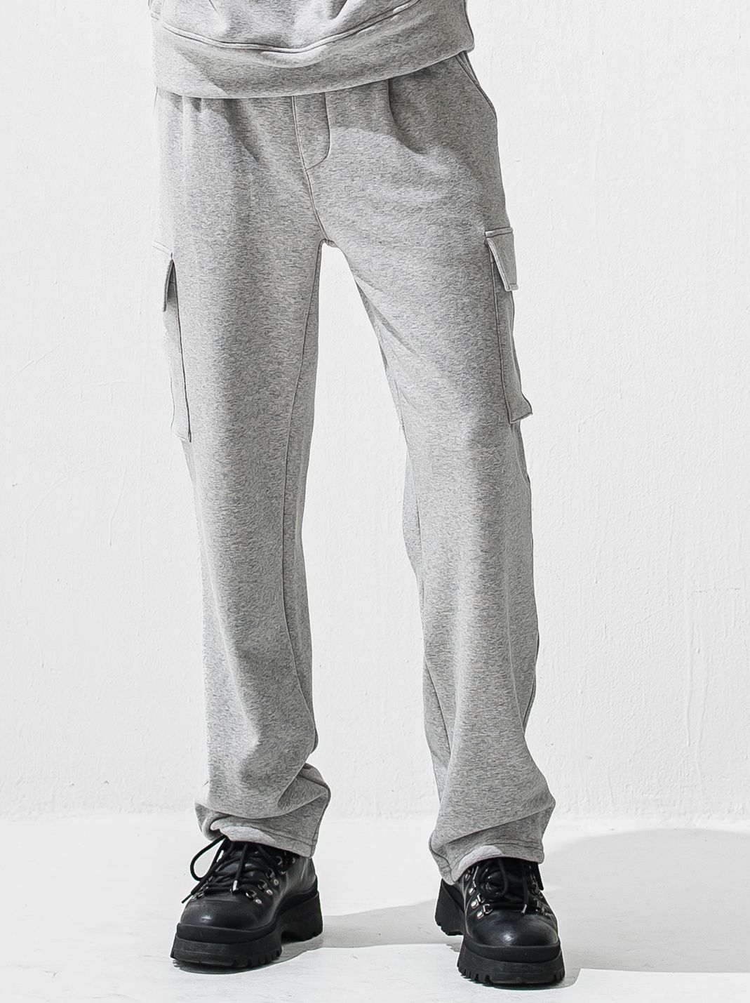 VELOURS FLEECE HEAD CARGO / RC42-ST-043 / 裏起毛セミワイドカーゴタックパンツ / グレー (11月中旬入荷予定)
