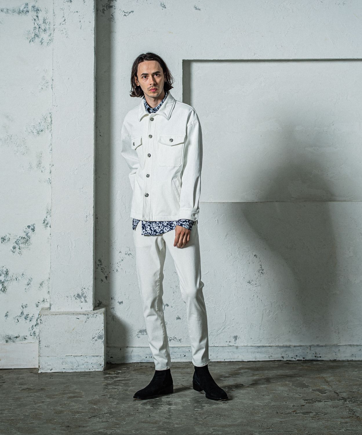 DENIM JERSEY OVER CPO / RC35-JK-002 / デニムジャージCPOジャケット / ホワイト