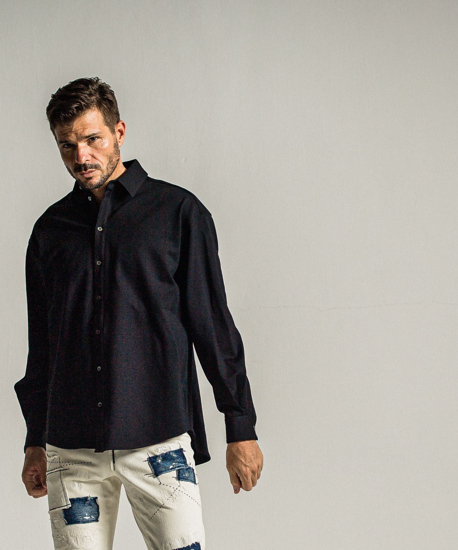 JERSEY JACK SHIRT / RC34-SH-001 / 裏起毛オーバーサイズシャツ / ブラック