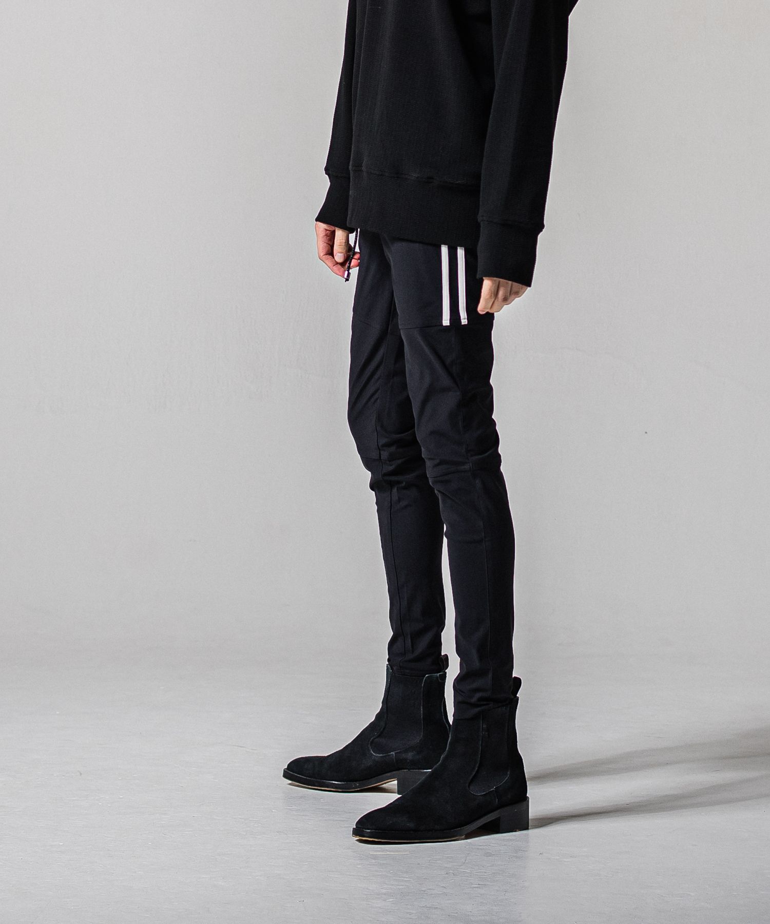 JOHNSON LINE NYLON PT / BASIC-ST-009 / ジョンソンナイロンラインパンツ / ブラック×ホワイト (3月上旬入荷予定)