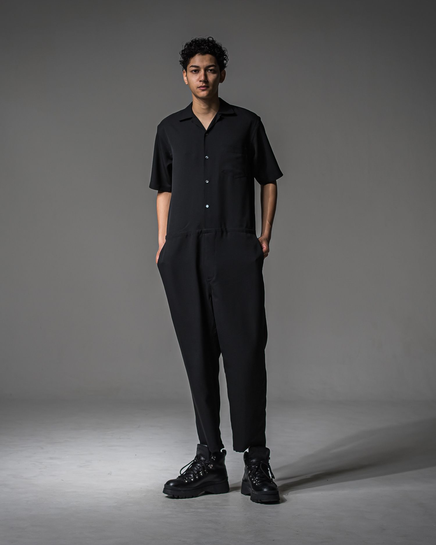 RAGE TWILL HALF ALL IN ONE / DP1-TN-001 / 半袖シャツオールインワン / ブラック (3月中旬入荷予定)