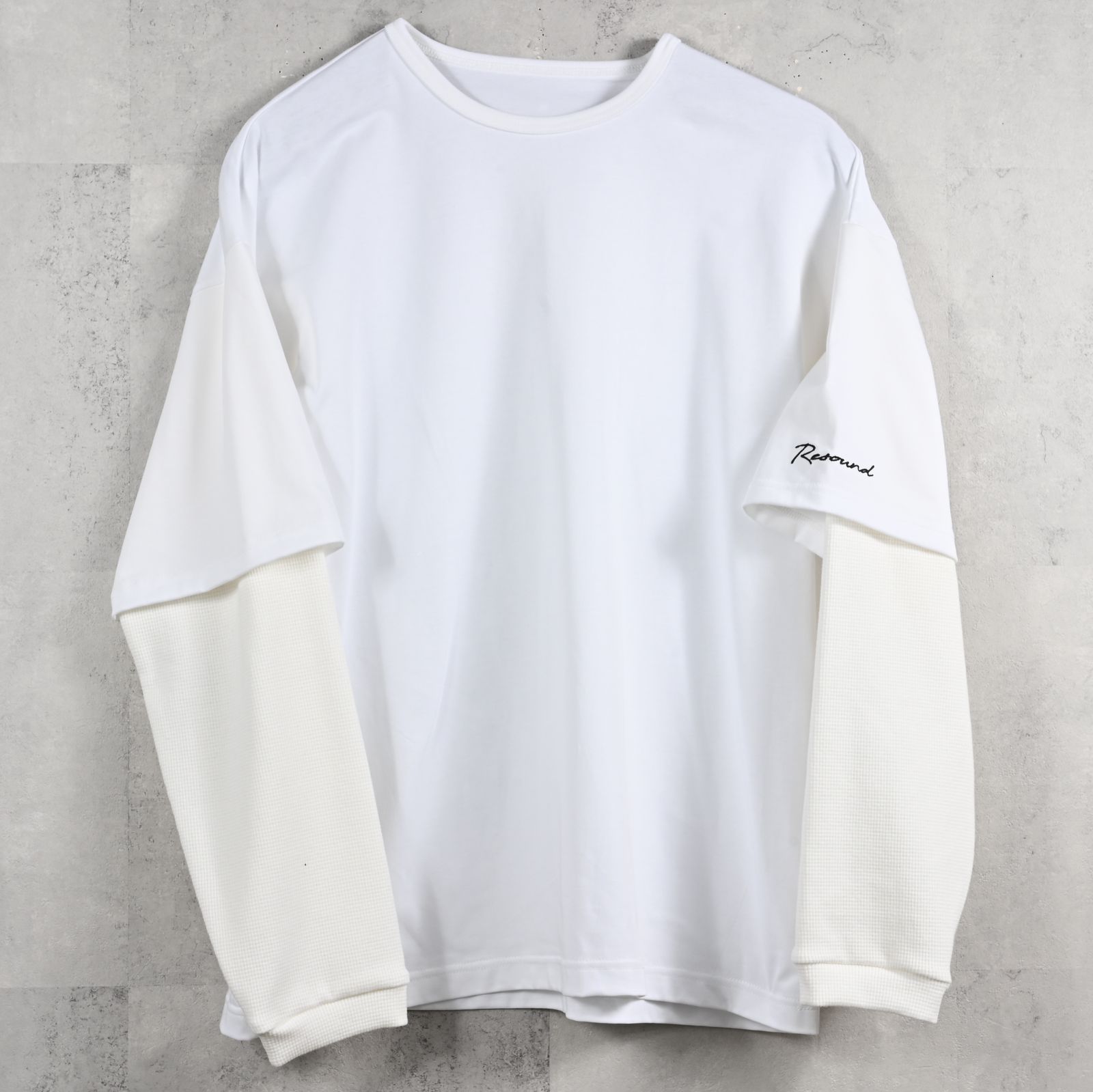 FAKE LAYERED WAFFLE LONG SLEEVE / RC39-T-007 / サーマルレイヤードロングスリーブTシャツ / ホワイト (1月下旬入荷予定)