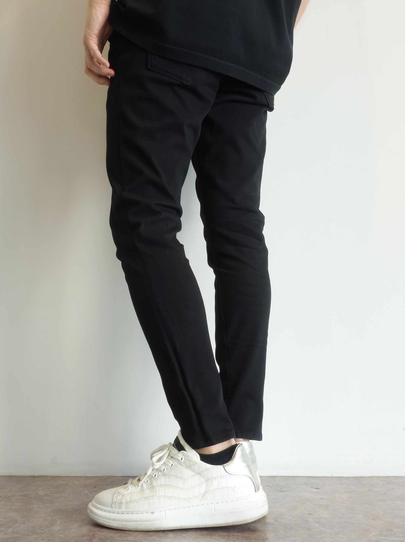 MICK DENIM JERSEY / BASIC-ST-020 / デニムジャージテーパードパンツ / ブラック (9月上旬入荷予定)