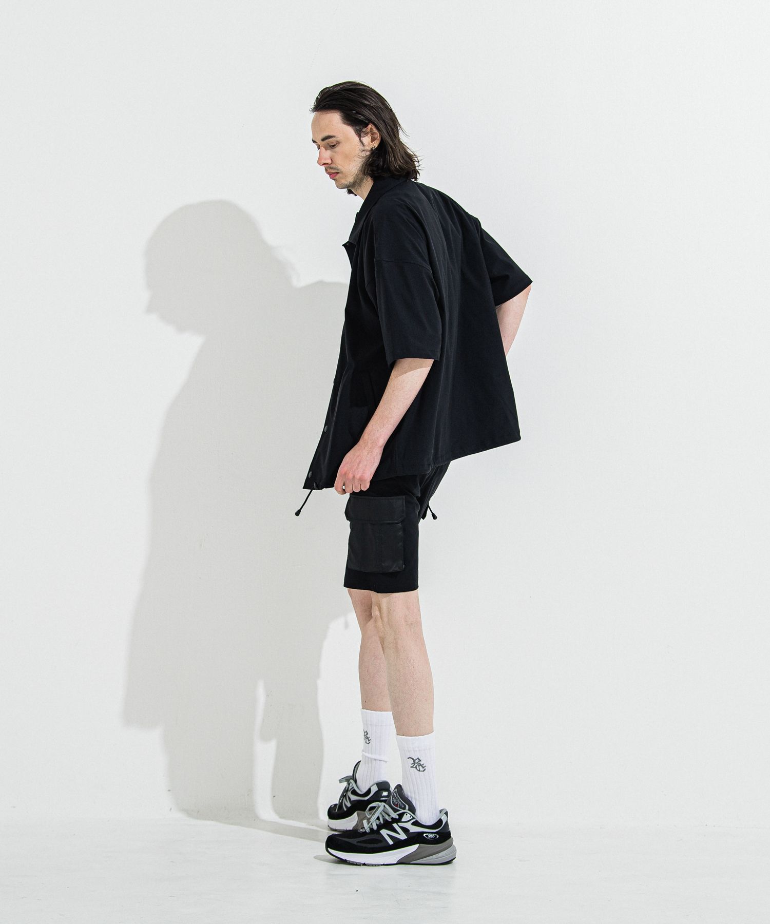 NYLON HALF COACH JACKET / RC36-C-002 / 半袖ナイロンコーチジャケット / ブラック