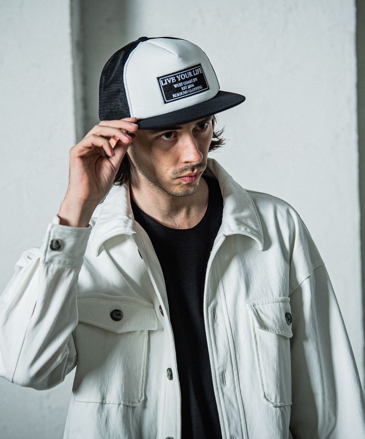 LIVE MESH CAP / RC35-CAP-001 / ロゴワッペンメッシュキャップ / ブラック×ホワイト
