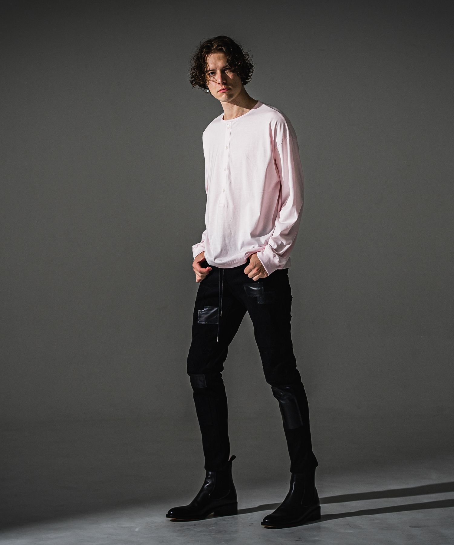 MICK DENIM JERSEY / BASIC-ST-020 / デニムジャージテーパードパンツ / ブラックリメイク (9月上旬入荷予定)