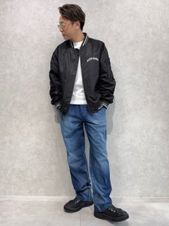 Calvin Kleinナイロンジャケット×RESOUNDワイドデニムコーデ