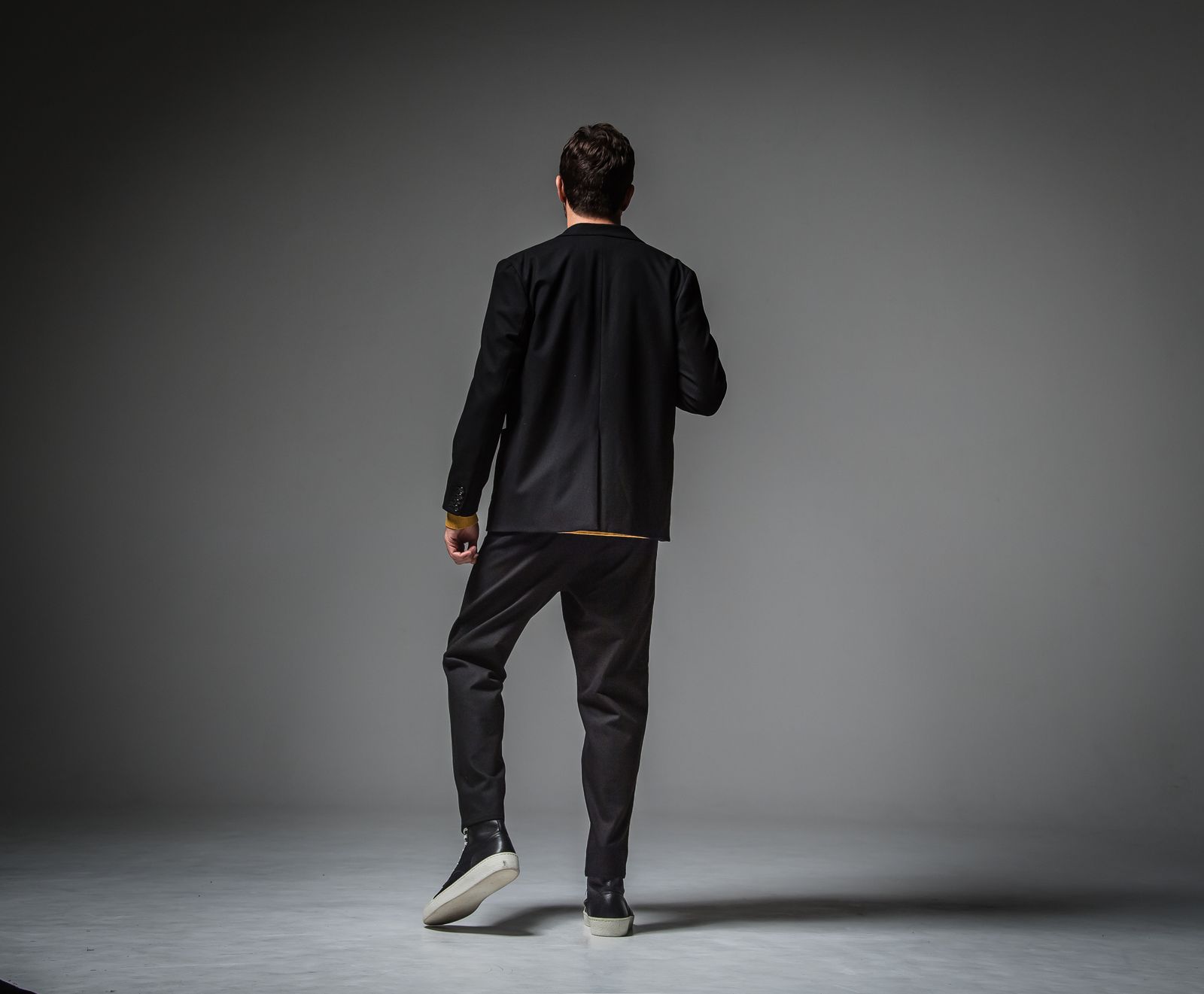 PAT WIDE EASY PANTS / RC30-ST-036 / ベルト付きテーパードワイドパンツ / ブラックウール