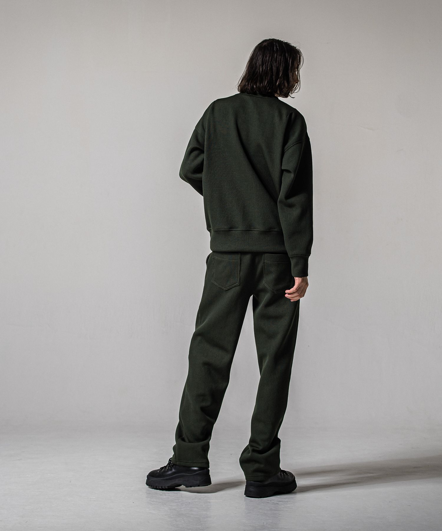 AZE WIDE TUCK PANTS / RC39-ST-016WT2 / 高機能畦編みニットワイドタックパンツ / カーキ (1月中旬入荷予定)
