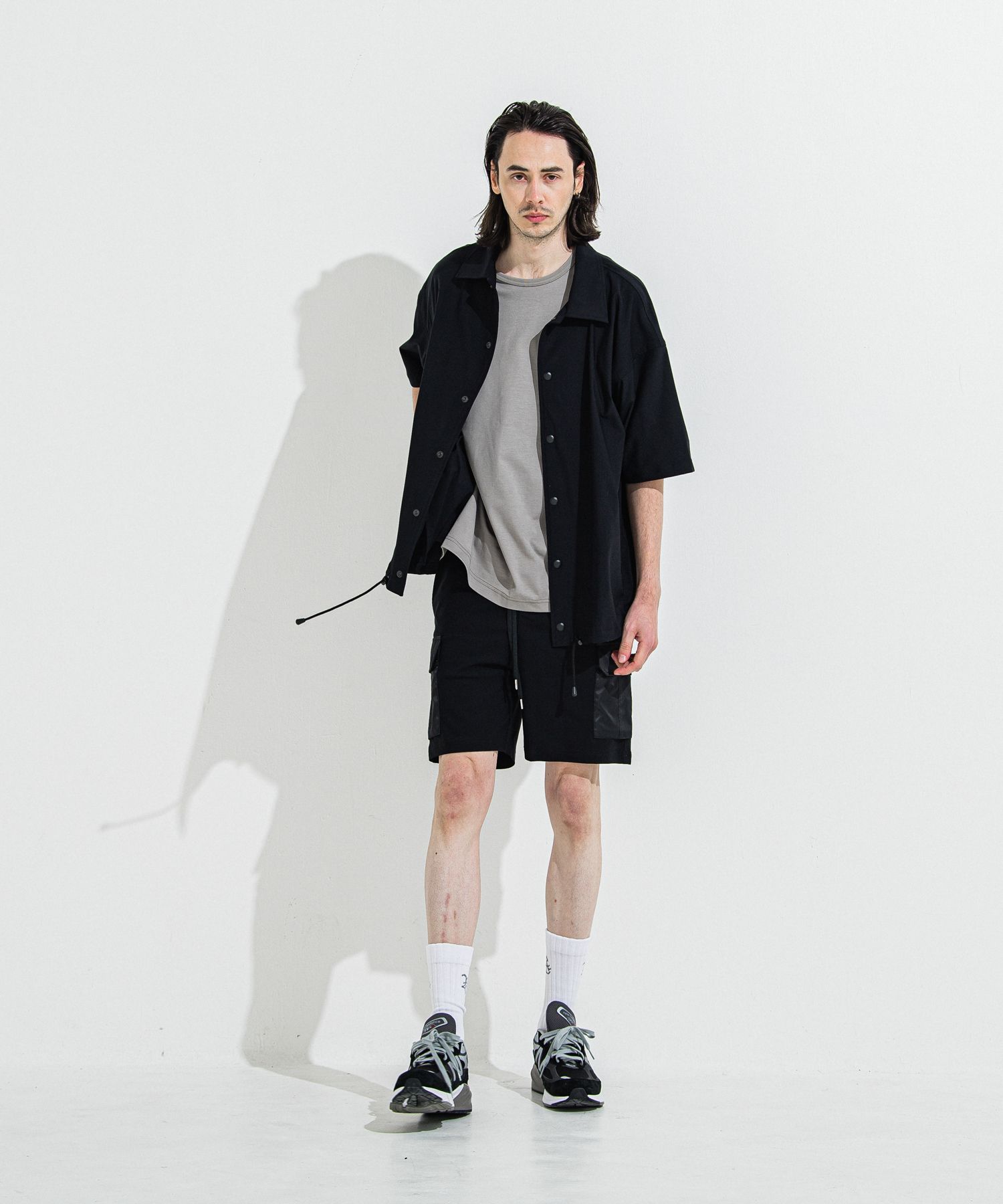NYLON HALF COACH JACKET / RC36-C-002 / 半袖ナイロンコーチジャケット / ブラック