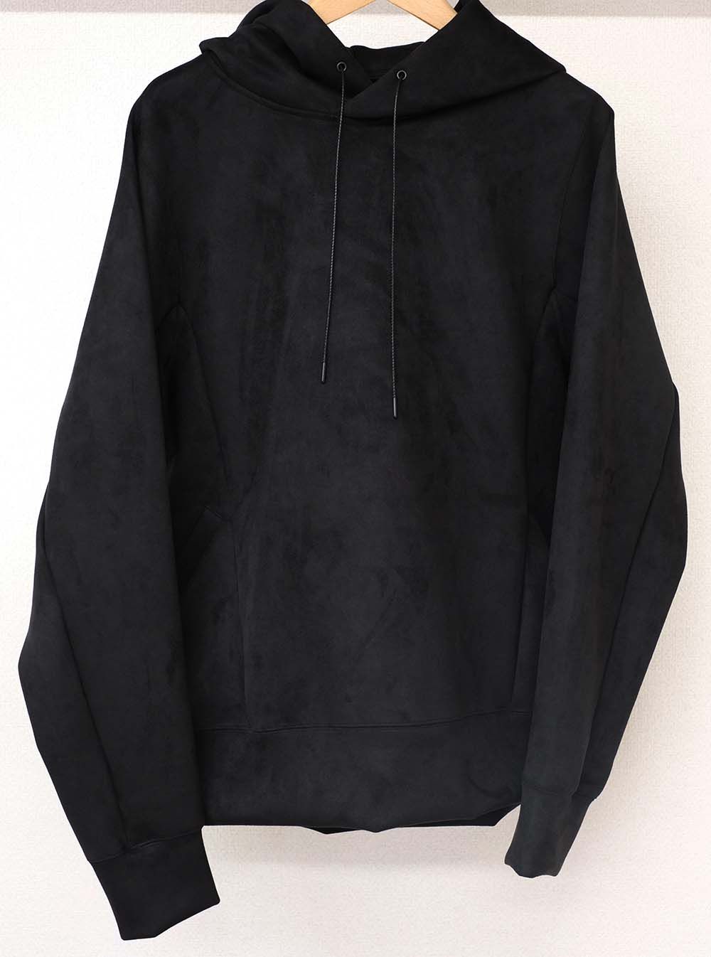 SUEDE JERSEY SOLID PULLOVER HOODIE / OR1-C-002 / スエードジャージプルオーバーパーカー / ブラック
