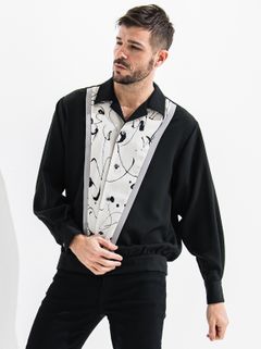 ROCKA PAINT LONG SLEEVE SHIRT / OR2-SH-002 / 長袖シャツ / ブラック×ホワイト (6月中旬入荷予定)