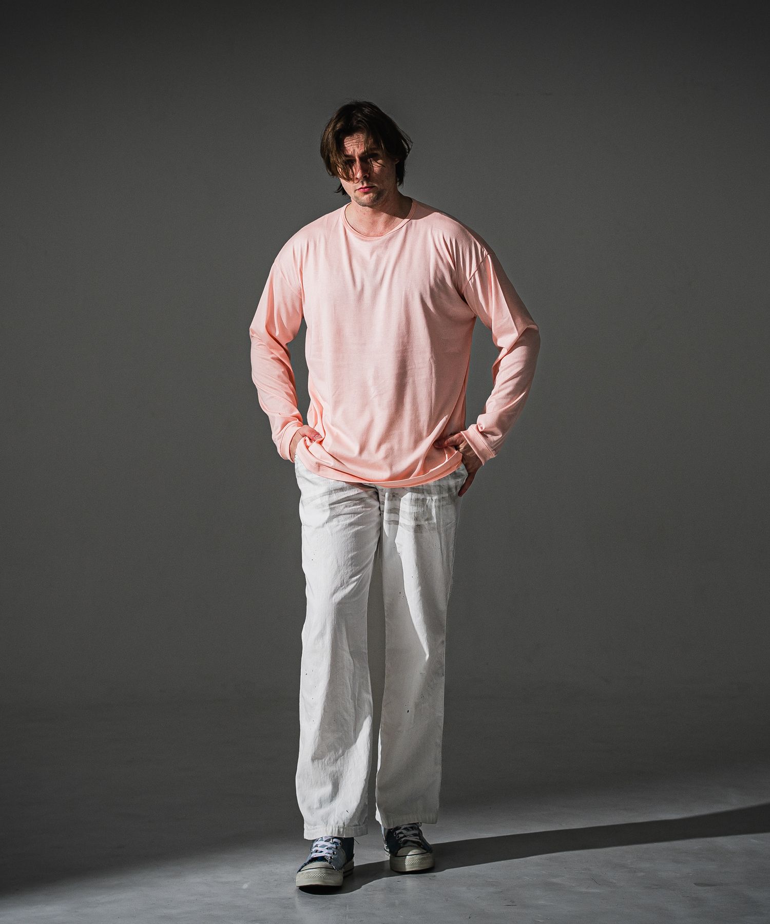 PIN ST RC OVER LONGSLEEVE TEE / RC41-T-003 / オーバーサイズ長袖バックロゴTシャツ / ピンク (7月中旬入荷予定)