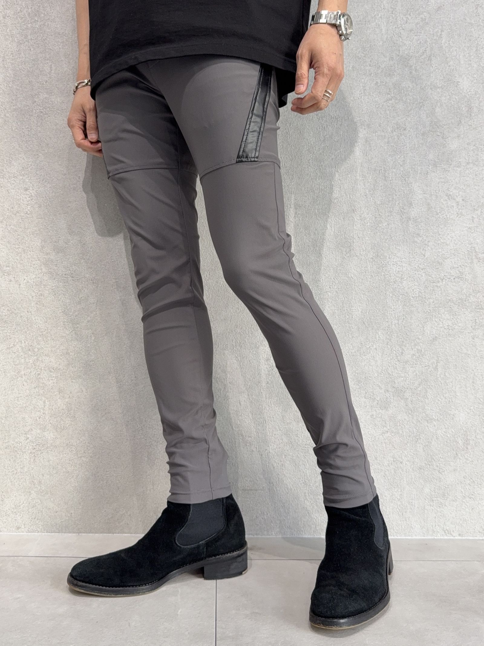TYLER NYLON PANTS / RC40-ST-026 / レザーラインナイロンパンツ / チャコール