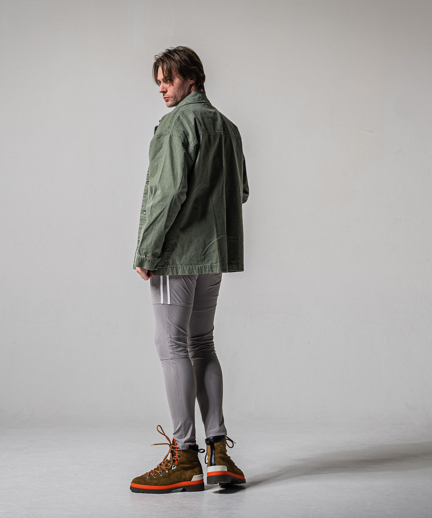 JOHNSON LINE NYLON PT / BASIC-ST-009 / ジョンソンナイロンラインパンツ / グレー×ホワイト (3月上旬入荷予定)