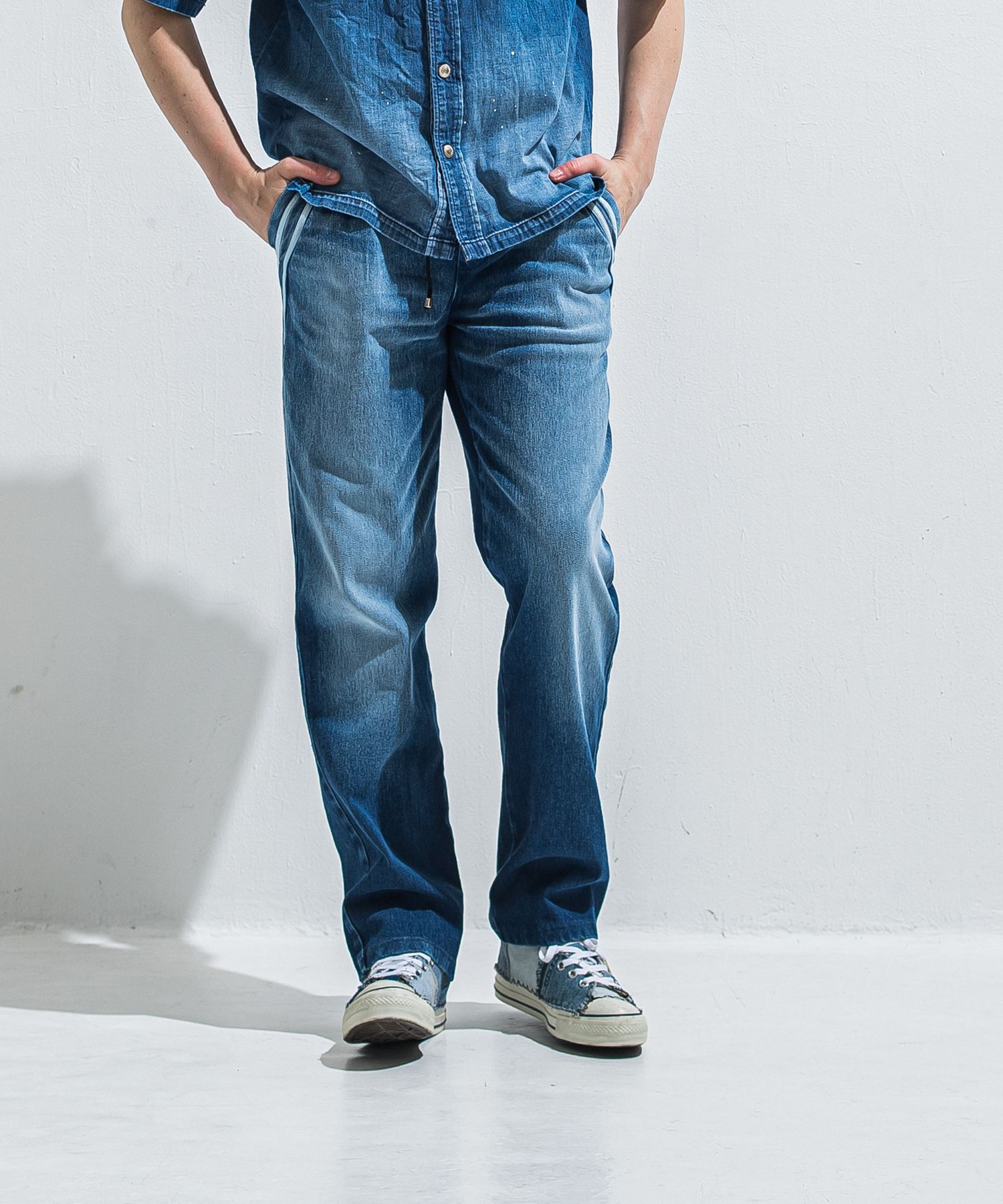 EDGE DENIM SEMI WIDE PT / RC40-ST-014WTD / デニムジャージセミワイドラインパンツ / ダークインディゴ (5月中旬入荷予定)