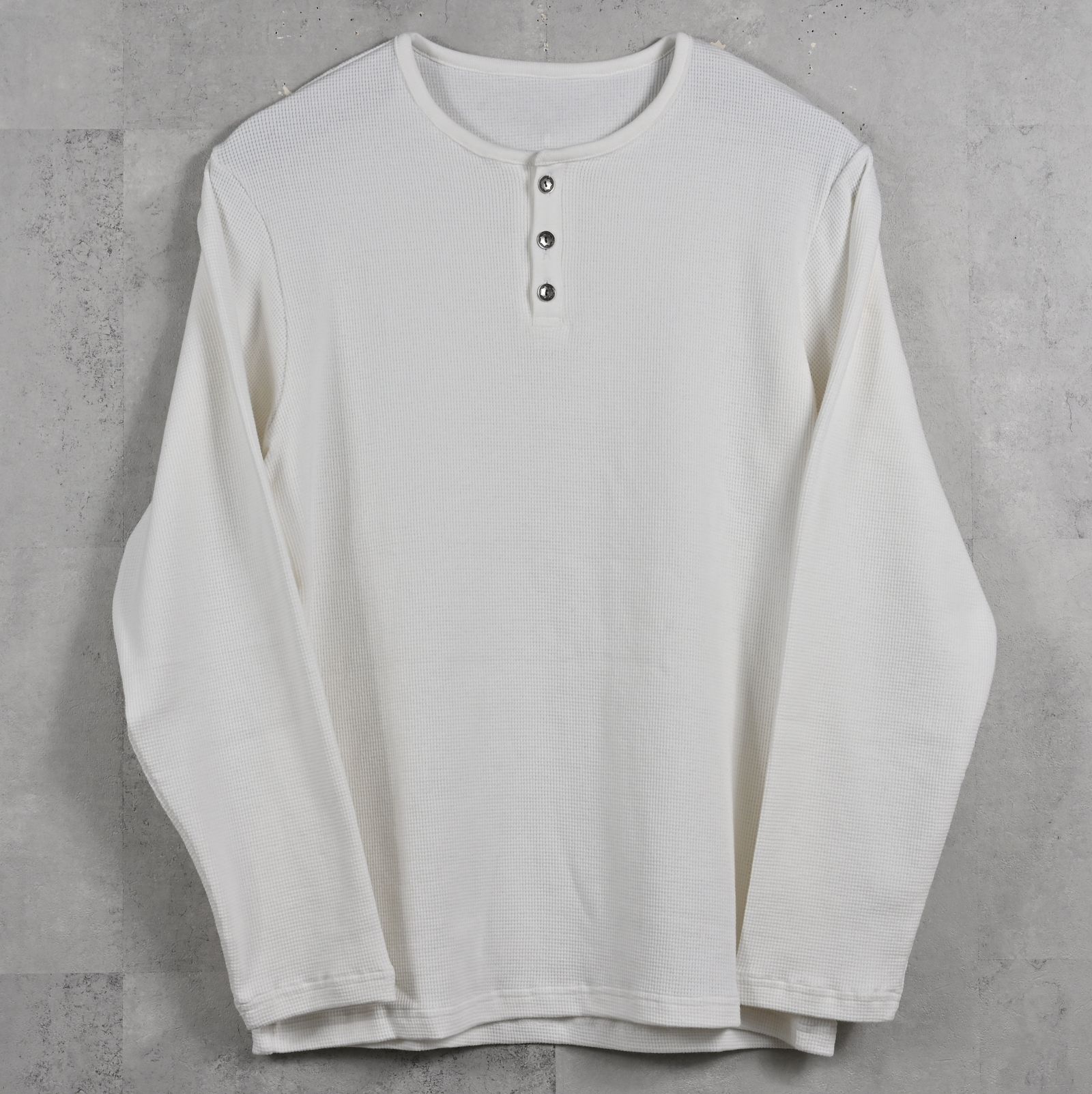 WAFFLE HENRY / RC39-C-001 / サーマルヘンリーネックロングTシャツ / ホワイト (1月中旬入荷予定)