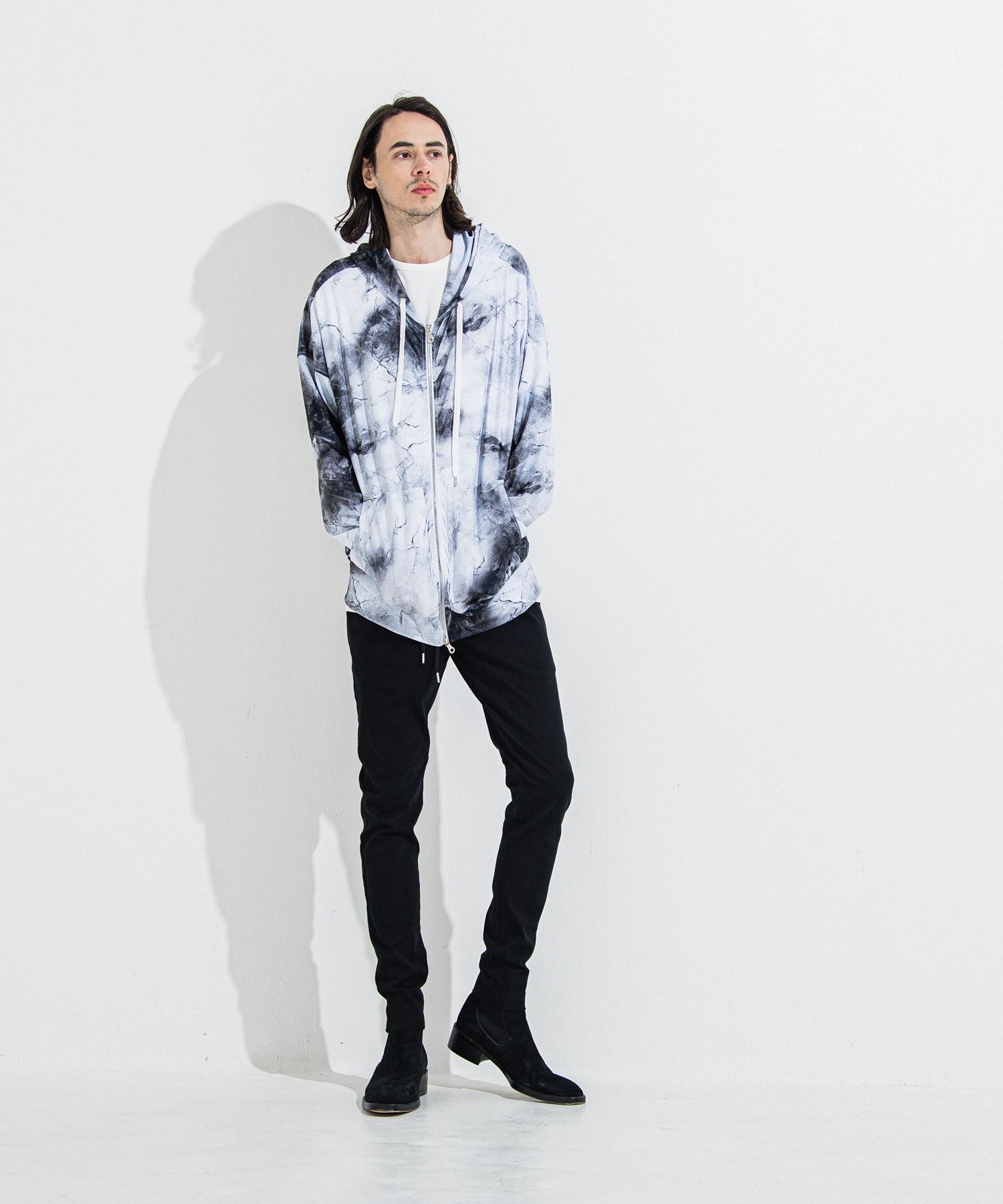 DENIM JERSEY CHRIS EASY TUCK PT / RC36-ST-016TD / ライトオンスデニムジャージイージータックパンツ / ブラック