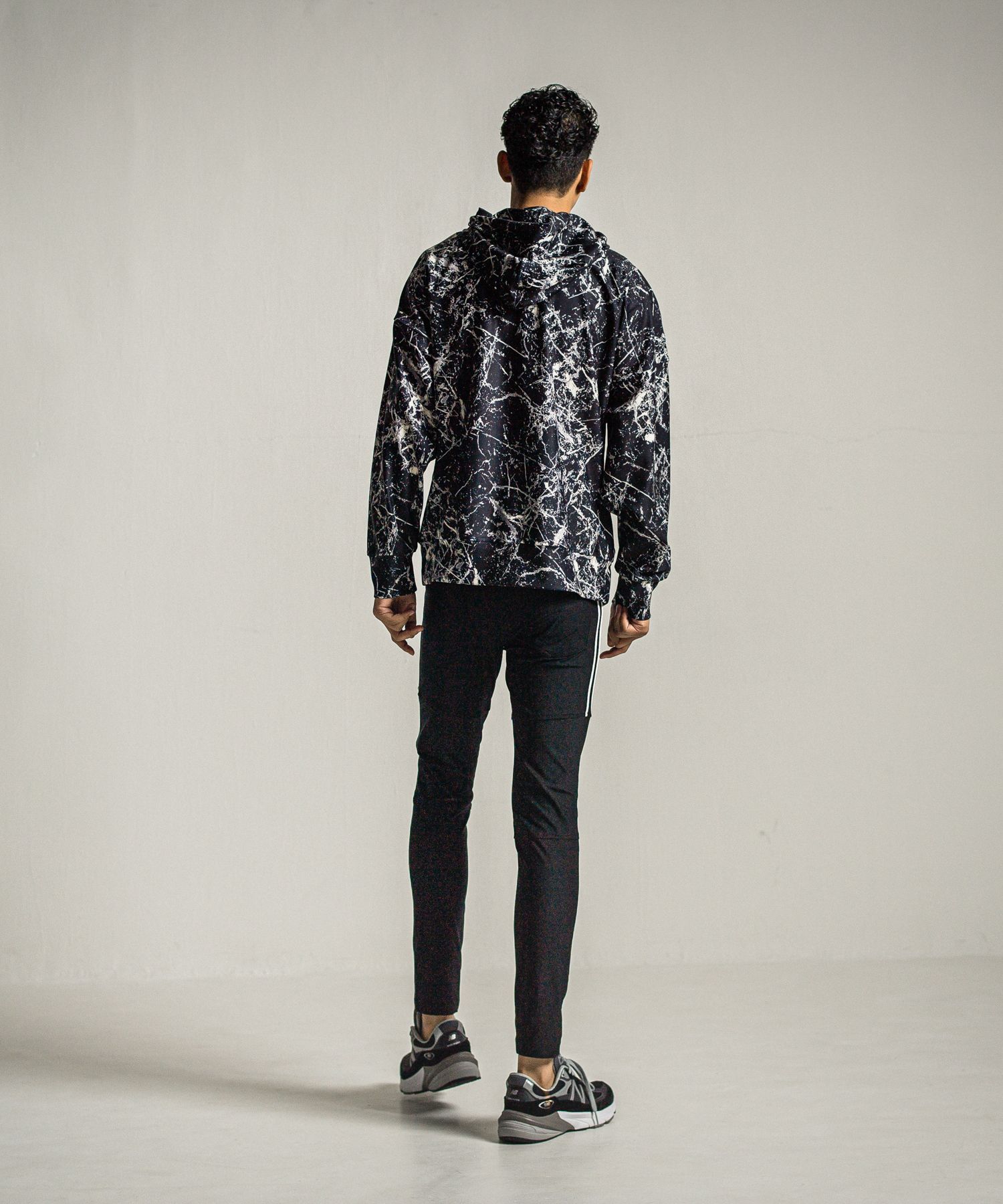 PAINT LOOSE HOODIE / RC34-C-008 / ペイント柄ルーズパーカー / ブラック
