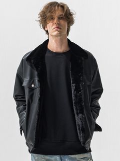 LEATHER FUR OVER G / RC42-JK-001 / エコレザーファーGジャン / ブラック (11月中旬入荷予定)