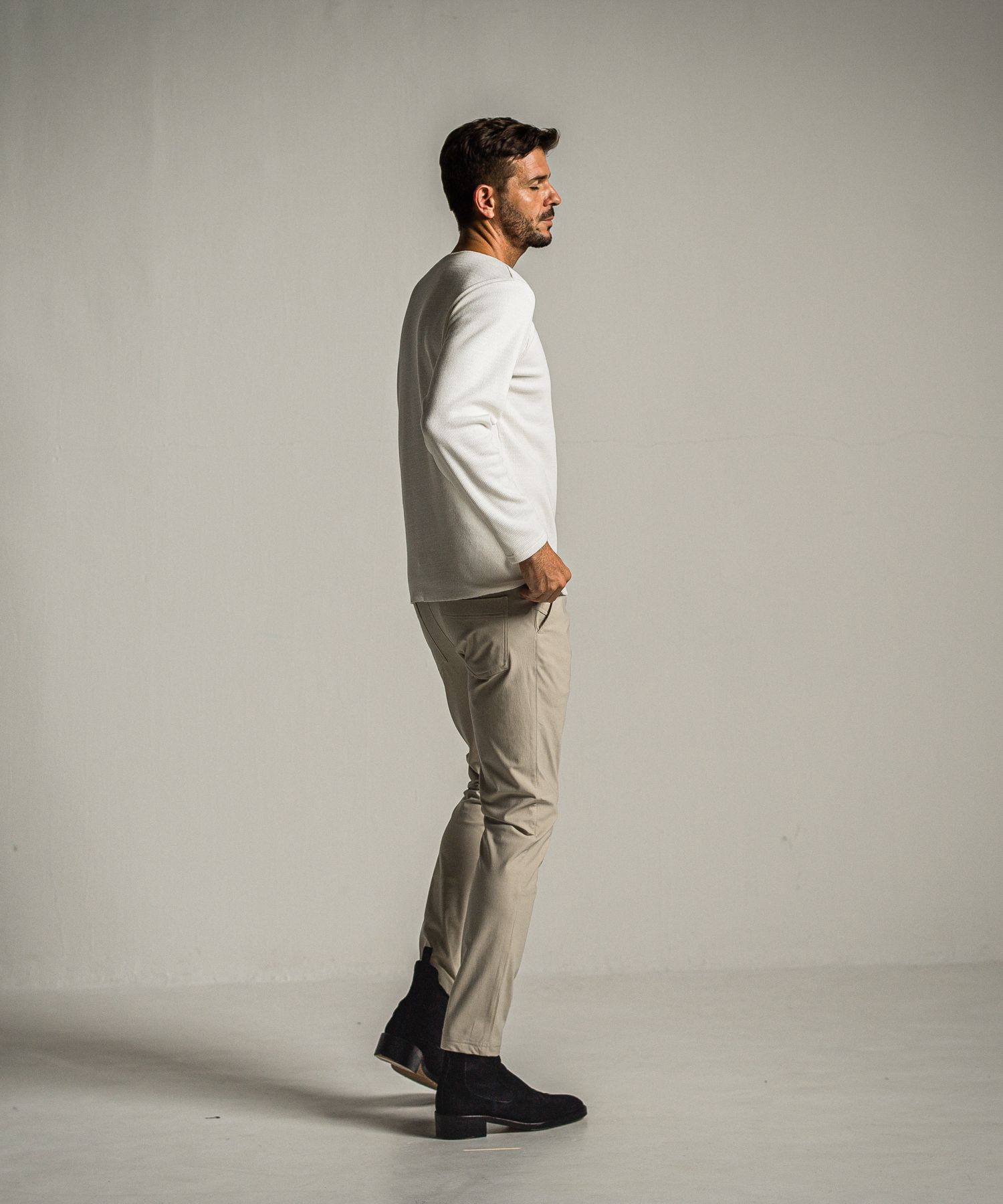 CHRIS EASY HEAT TUCK PANTS / RC34-ST-016HT / 裏起毛タックイージーパンツ / グレージュ