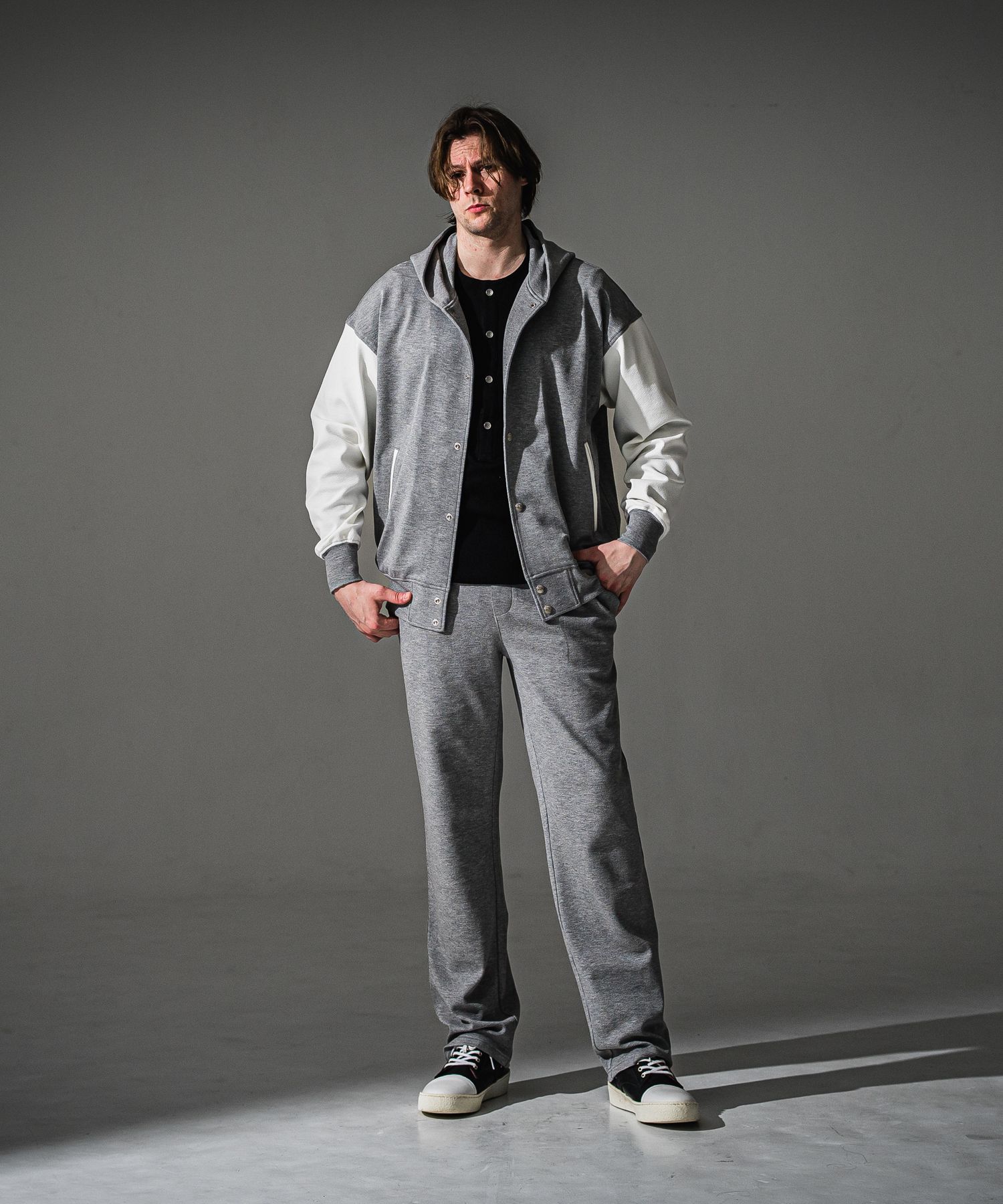 BLISTER VARSITY HOODIE / RC41-C-006 / ライトブリスターニットパーカースタジャン / グレー (8月下旬入荷予定)