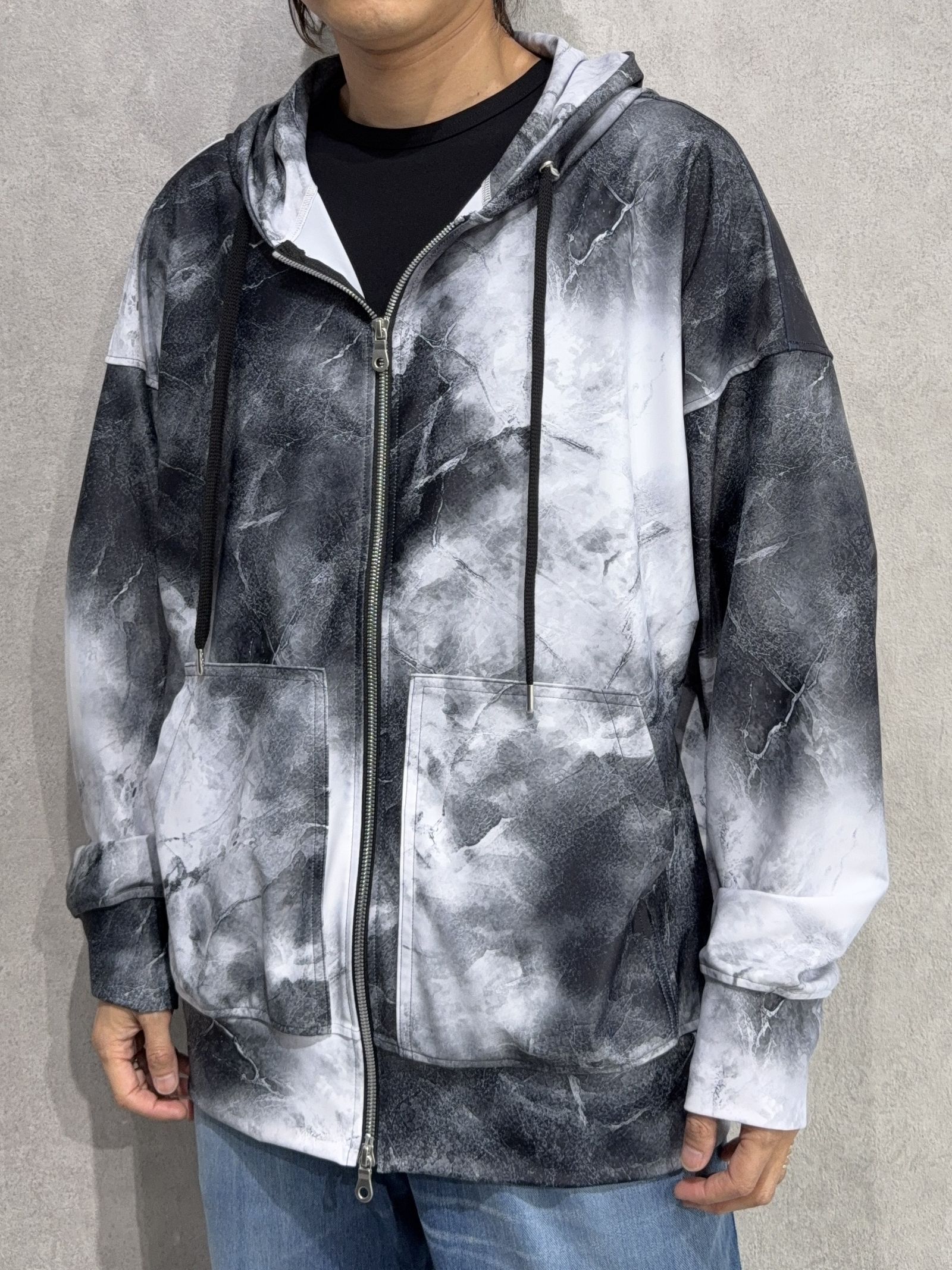RUSH OVER ZIPUP HOODIE / RC36-C-001 / ラッシュガードパーカー / マーブルブラック