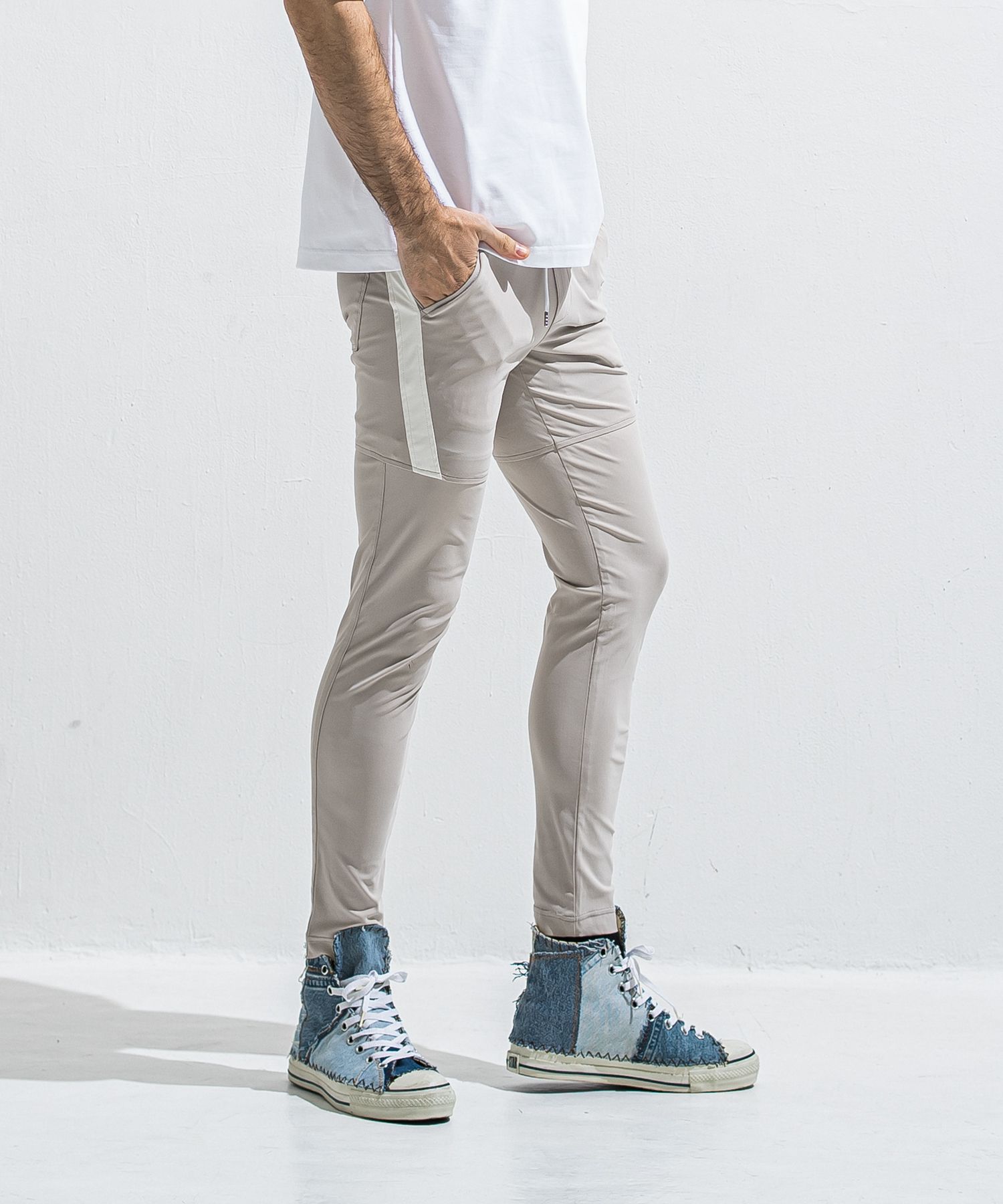 TYLER NYLON PANTS / RC40-ST-026 / レザーラインナイロンパンツ / グレージュ (5月中旬入荷予定)