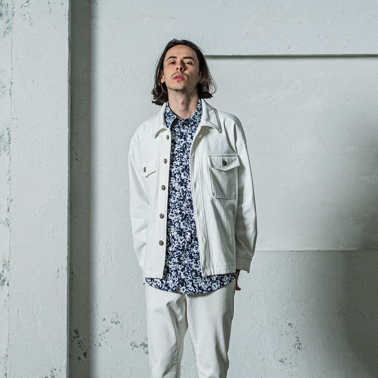 DENIM JERSEY OVER CPO / RC35-JK-002 / デニムジャージCPOジャケット / ホワイト