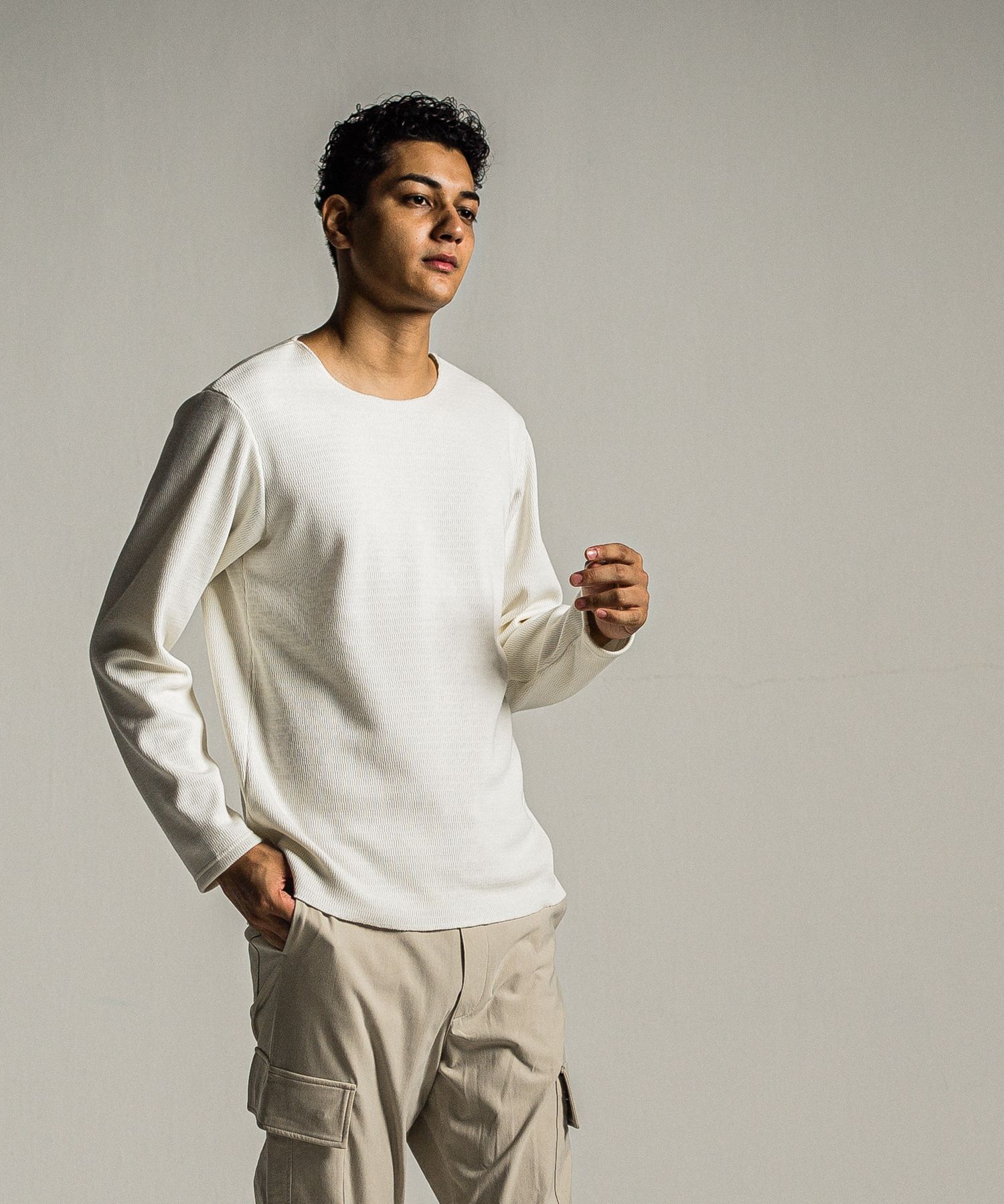 VELOURS FLEECE NEO THERMAL / RC34-C-001 / 裏起毛サーマルロングTシャツ / ホワイト