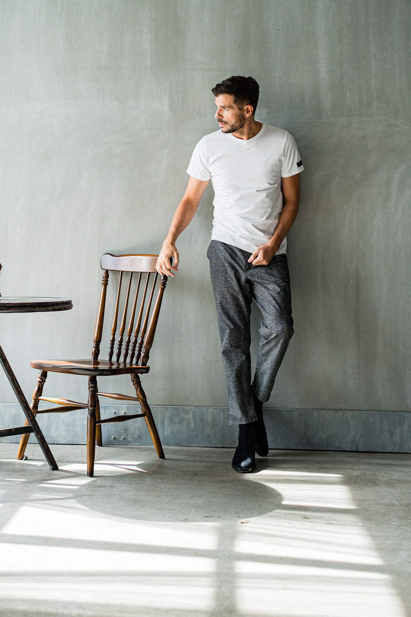 PAT WIDE EASY PANTS / RC32-ST-036 / ベルト付きテーパードワイドパンツ / グレンチェック