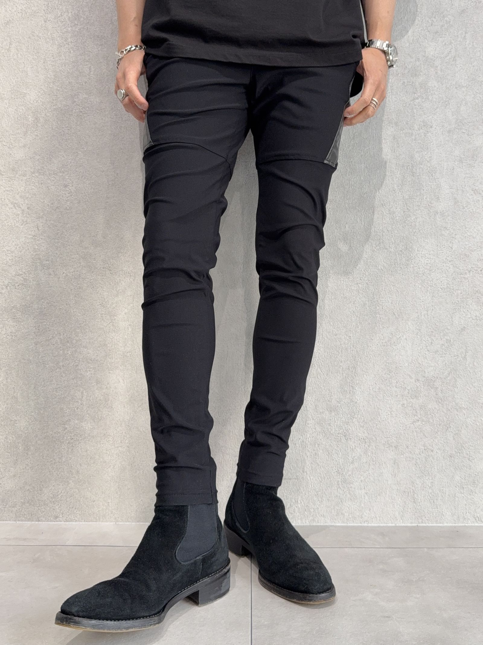 TYLER NYLON PANTS / RC40-ST-026 / レザーラインナイロンパンツ / ブラック