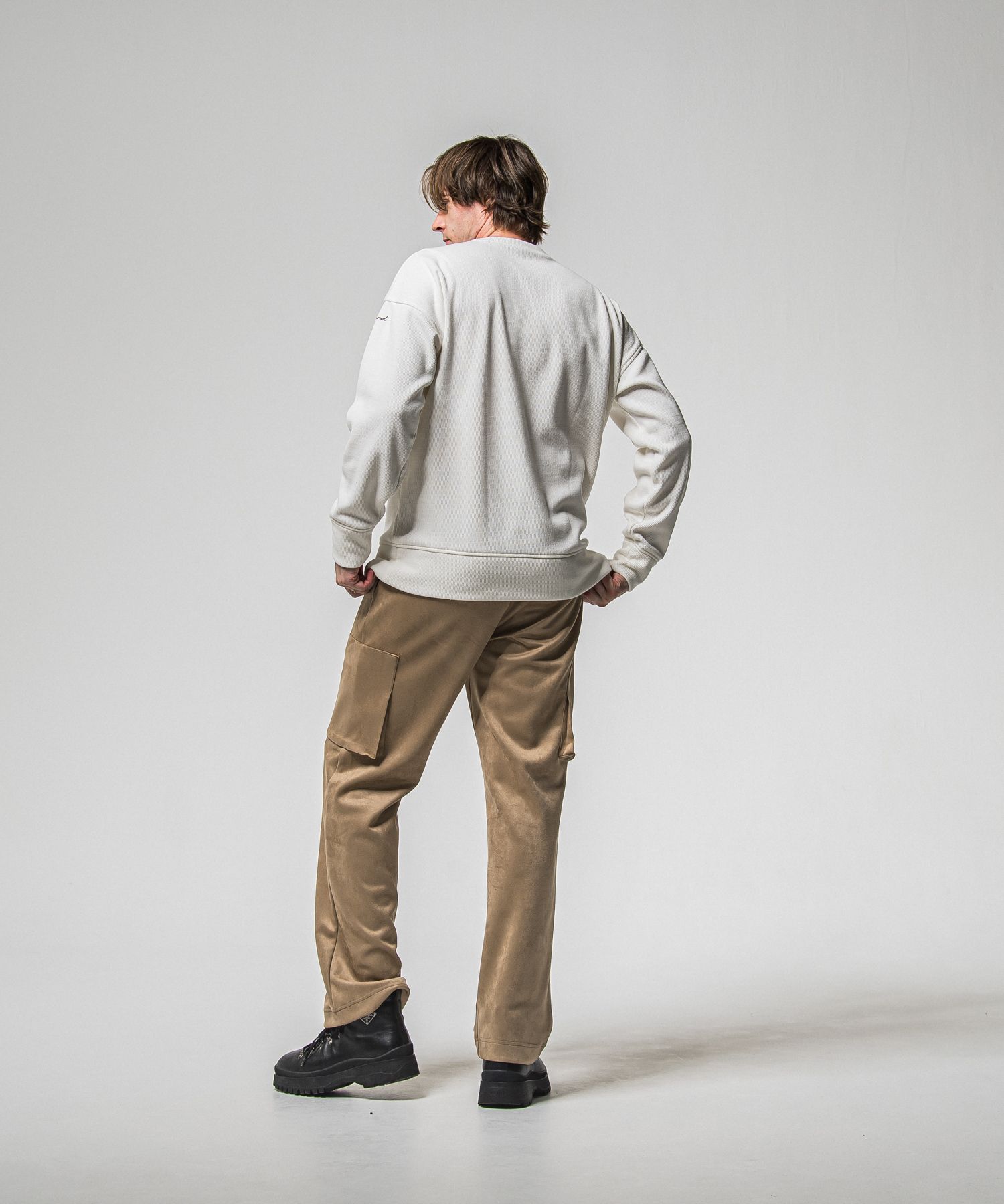 VELOURS FLEECE THERMAL LOOSE TRAINER / RC38-C-002 / 裏起毛サーマルトレーナー / ホワイト (10月中旬入荷予定)