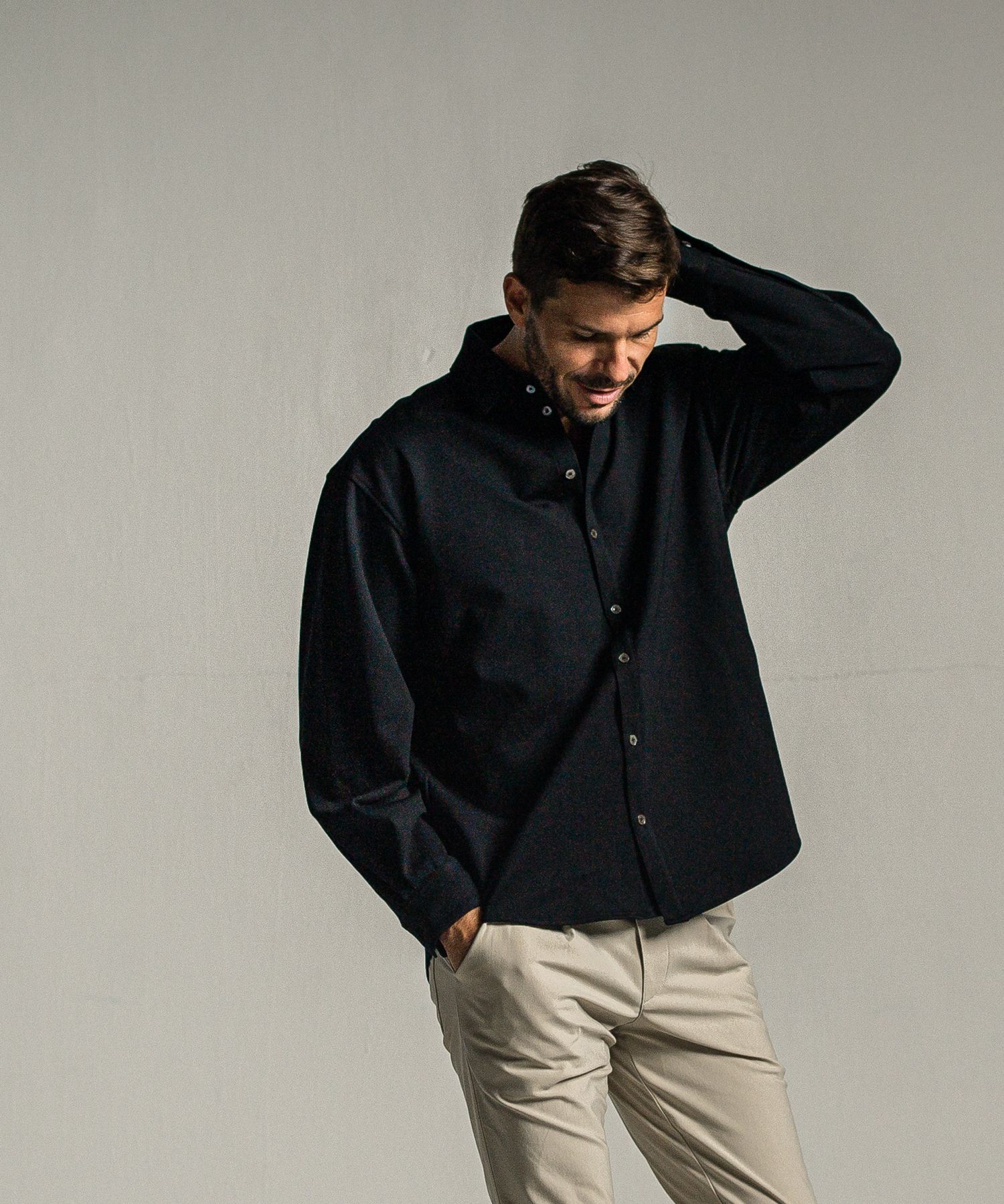 JERSEY JACK SHIRT / RC34-SH-001 / 裏起毛オーバーサイズシャツ / ブラック