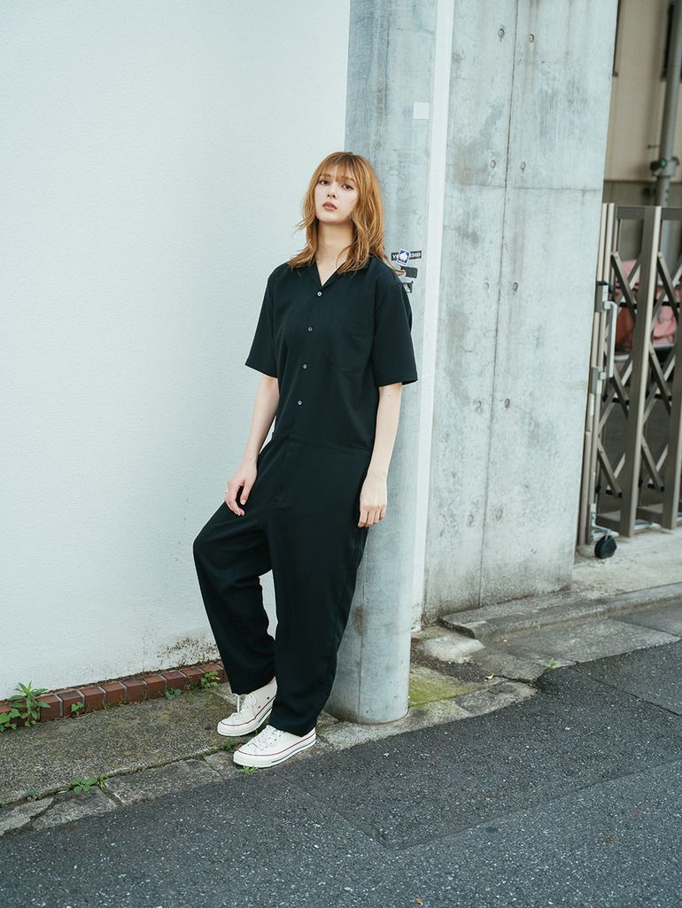 RAGE TWILL HALF ALL IN ONE / DP1-TN-001 / 半袖シャツオールインワン / ブラック