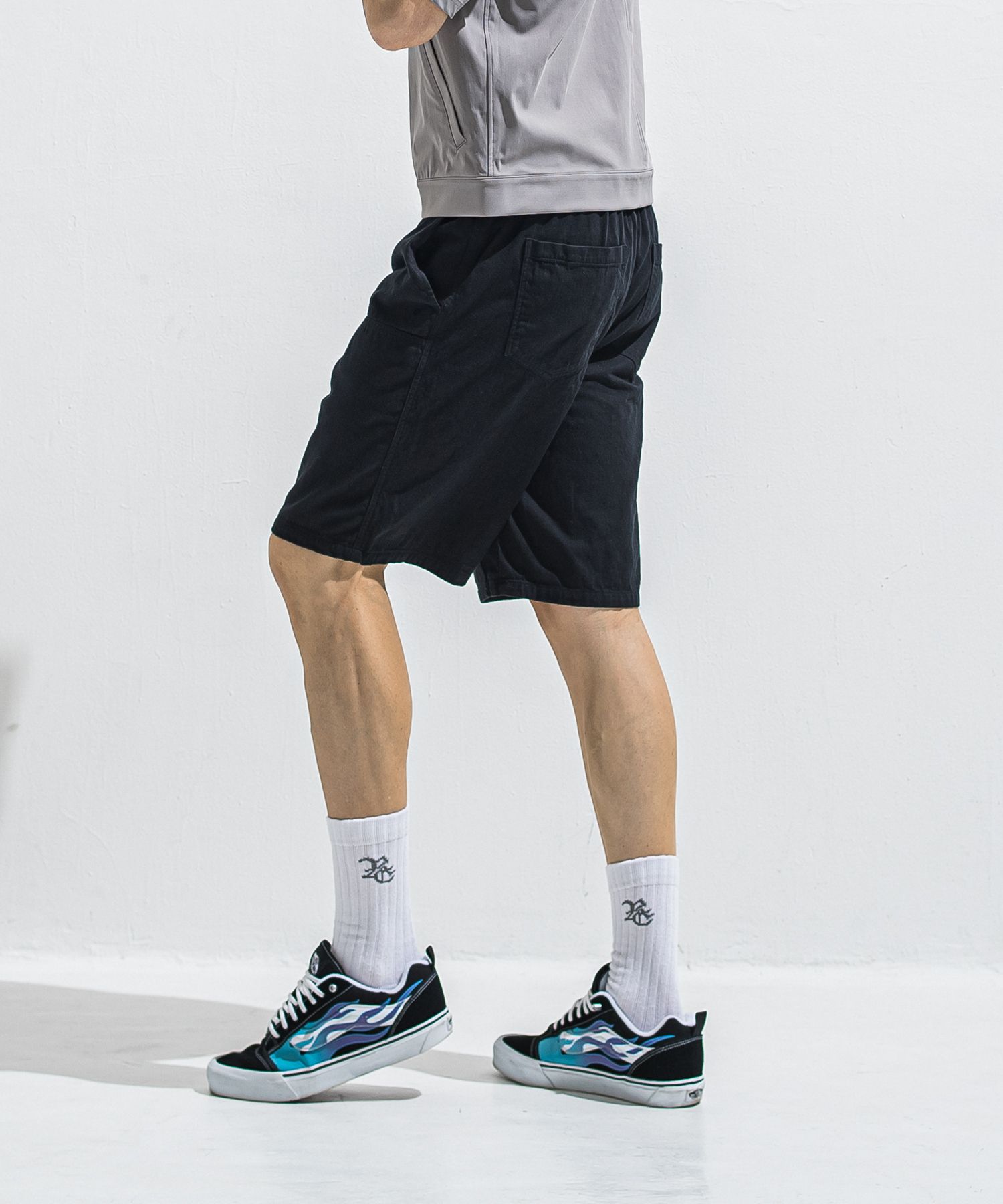 DOUBLE KNEE SHORTS / RC40-HP-007 / ダブルニーデニムハーフパンツ / ブラック (6月上旬入荷予定)