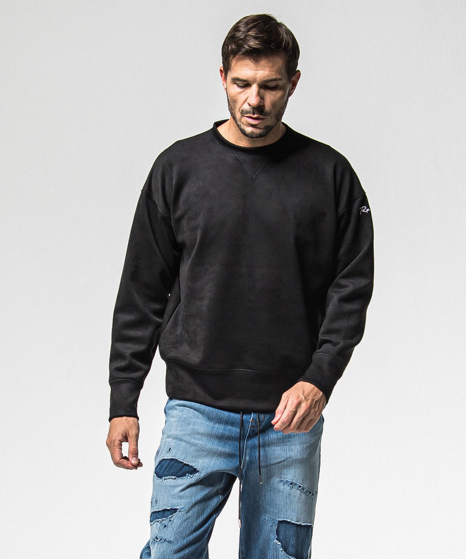SUEDE DROP TRAINER / RC38-C-005 / スエードトレーナー / ブラック (1月上旬入荷予定)