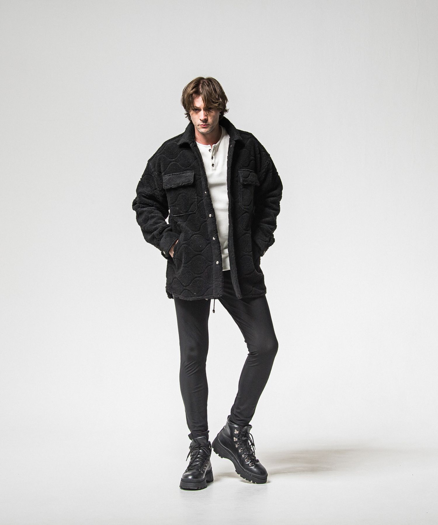 VELOURS FLEECE THERMAL HENRY / RC38-C-003 / 裏起毛サーマルヘンリーネックロングTシャツ / ホワイト (10月中旬入荷予定)