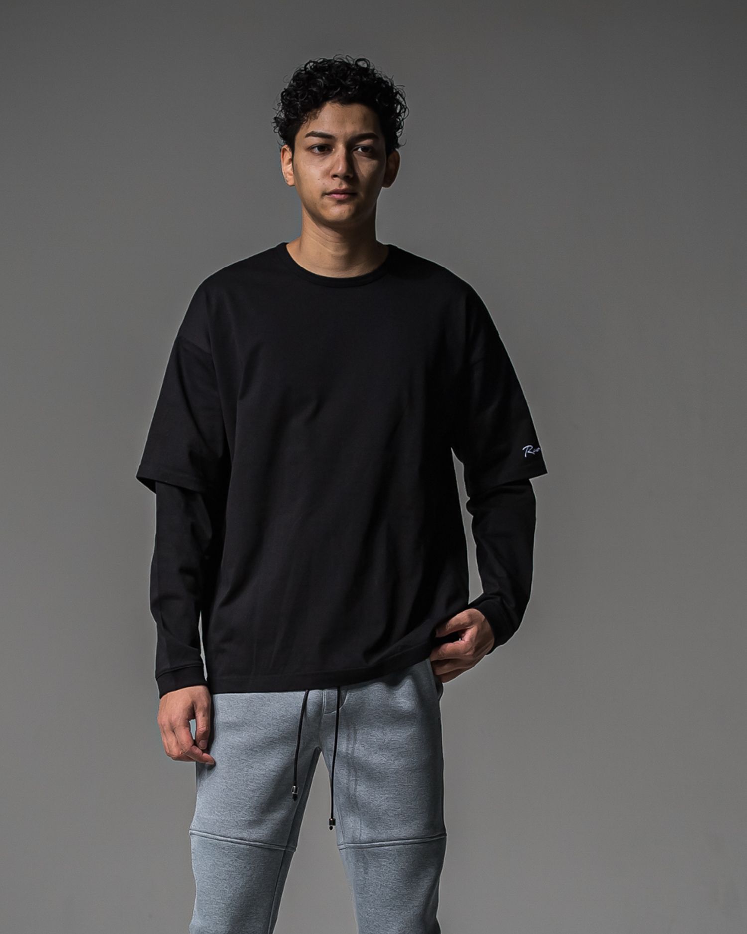 FAKE LAYERED LONG SLEEVE / RC37-T-004 / レイヤードロングスリーブTシャツ / ブラック