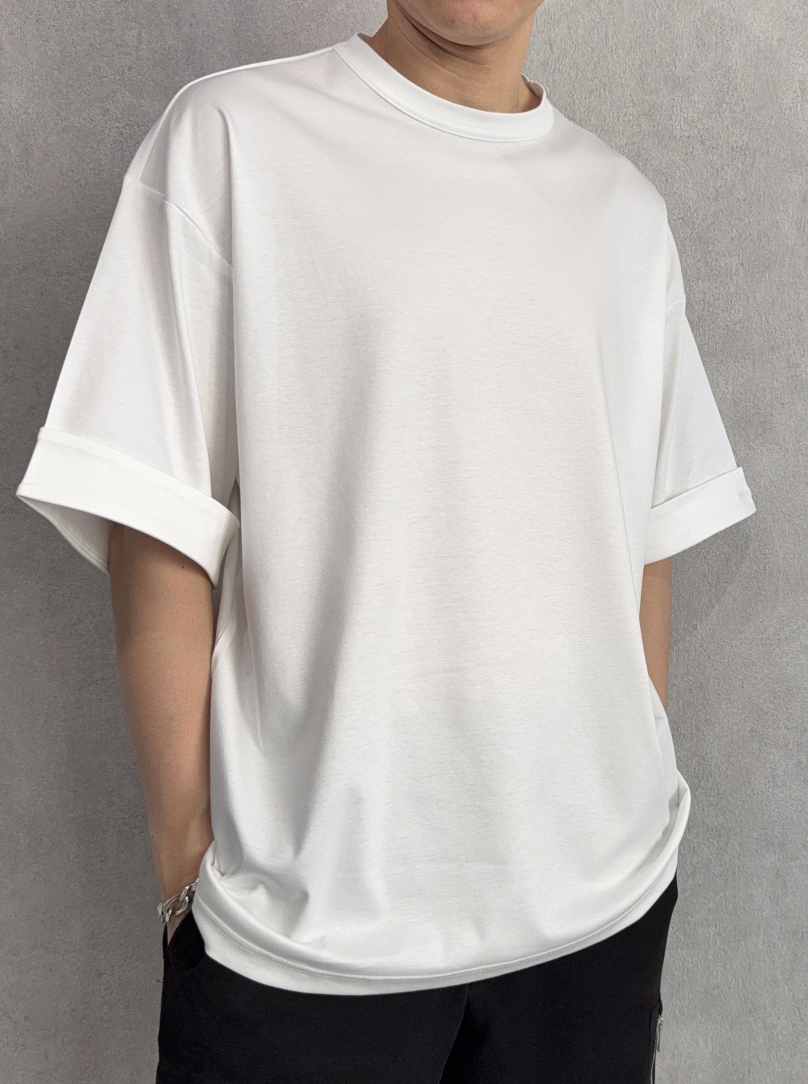 ダブルシルケットロールアップボックスTシャツ / ust-26070 / ホワイト