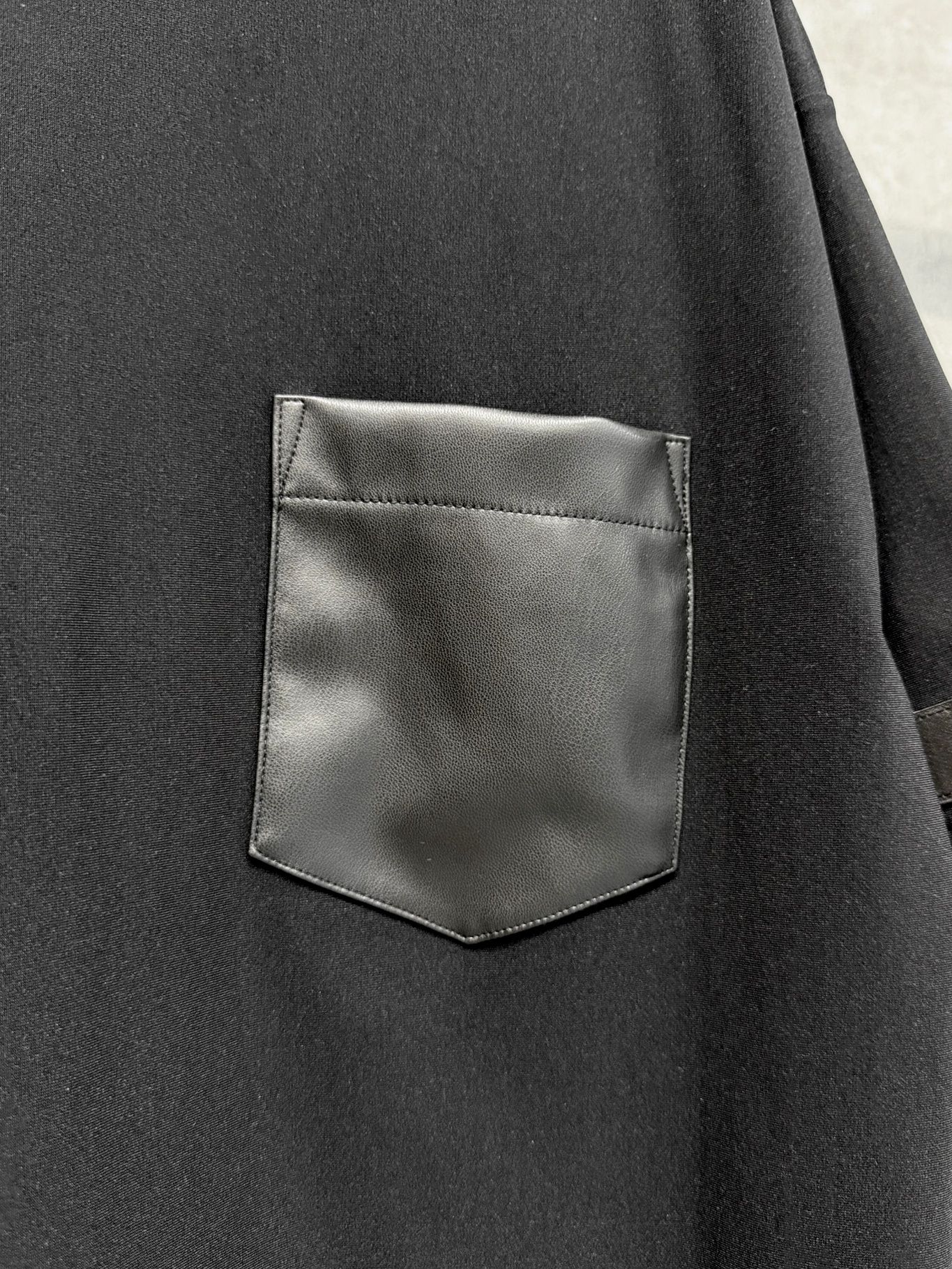 LEATHER POCKET OVER NYLON T / RC39-T-005 / レザーポケットナイロンビッグTシャツ / ブラック