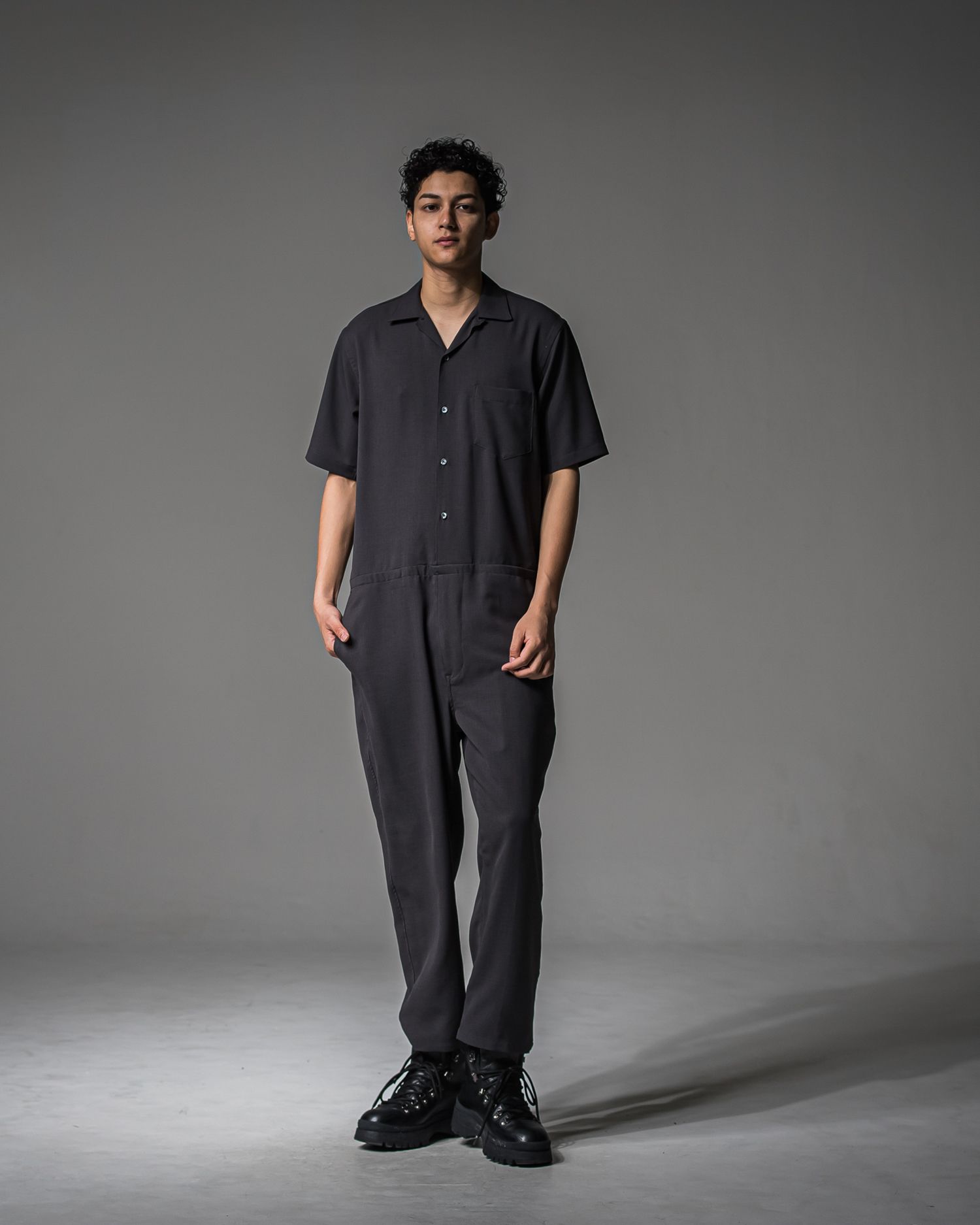 RAGE TWILL HALF ALL IN ONE / DP1-TN-001 / 半袖シャツオールインワン / チャコール (3月中旬入荷予定)